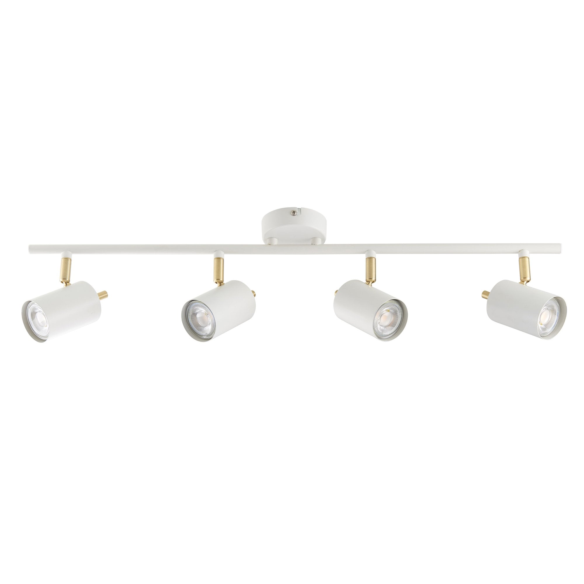 Endon Gull 4 Light Spot Light - Matt White Paint & Satin Brass Plate