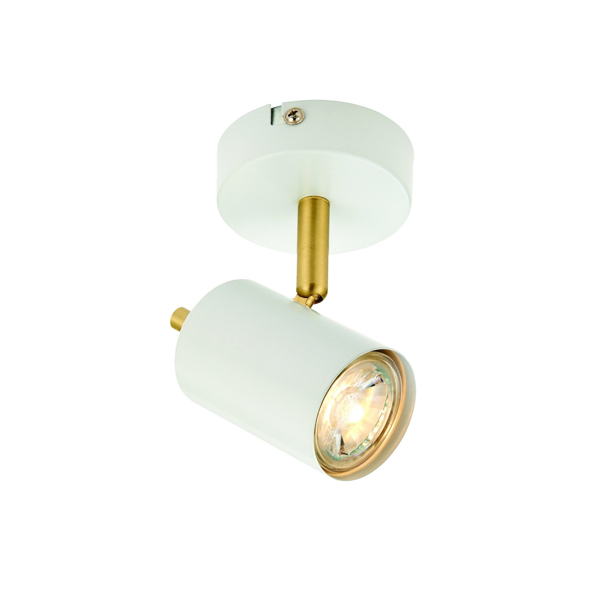 Endon Gull Single Light Spot Light - Matt White Paint & Satin Brass Plate