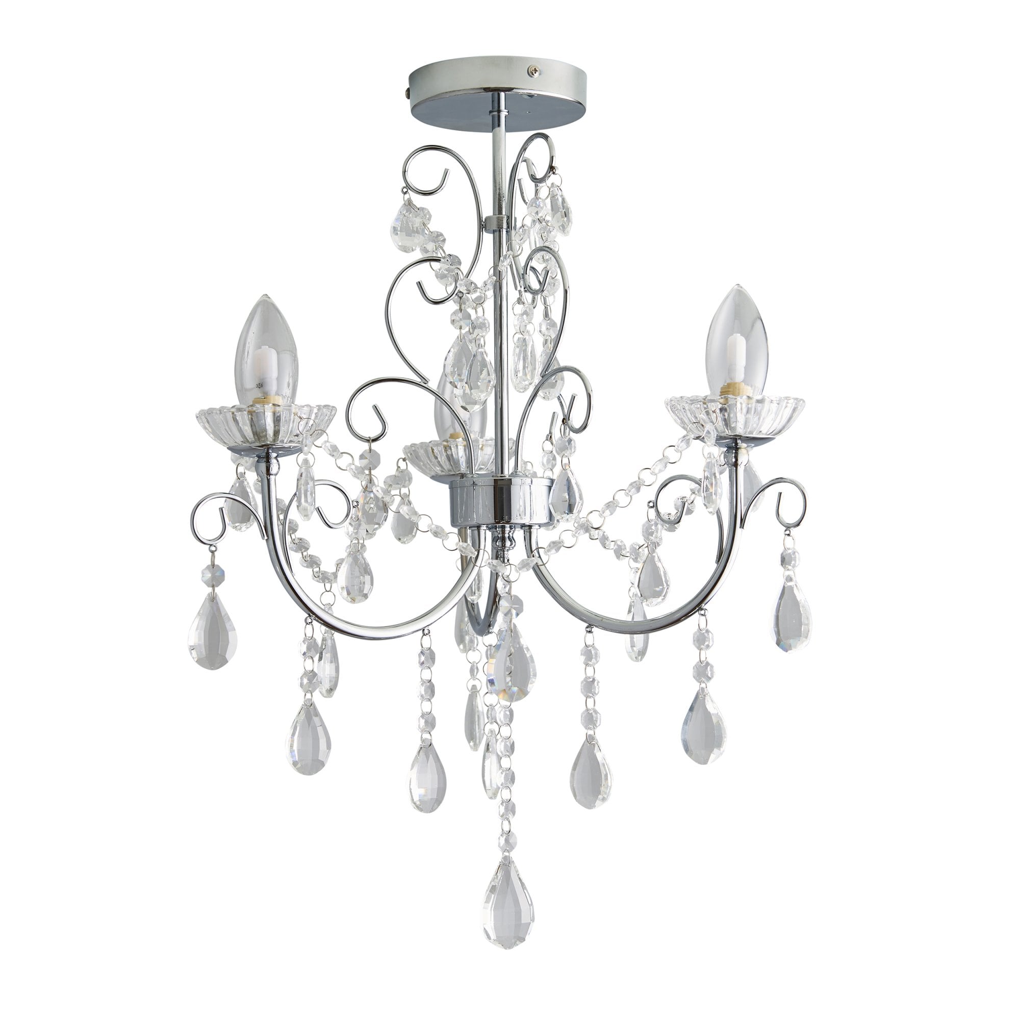 Endon Tabitha 3 Light Semi Flush Fitting - Chrome Plate & Clear Crystal