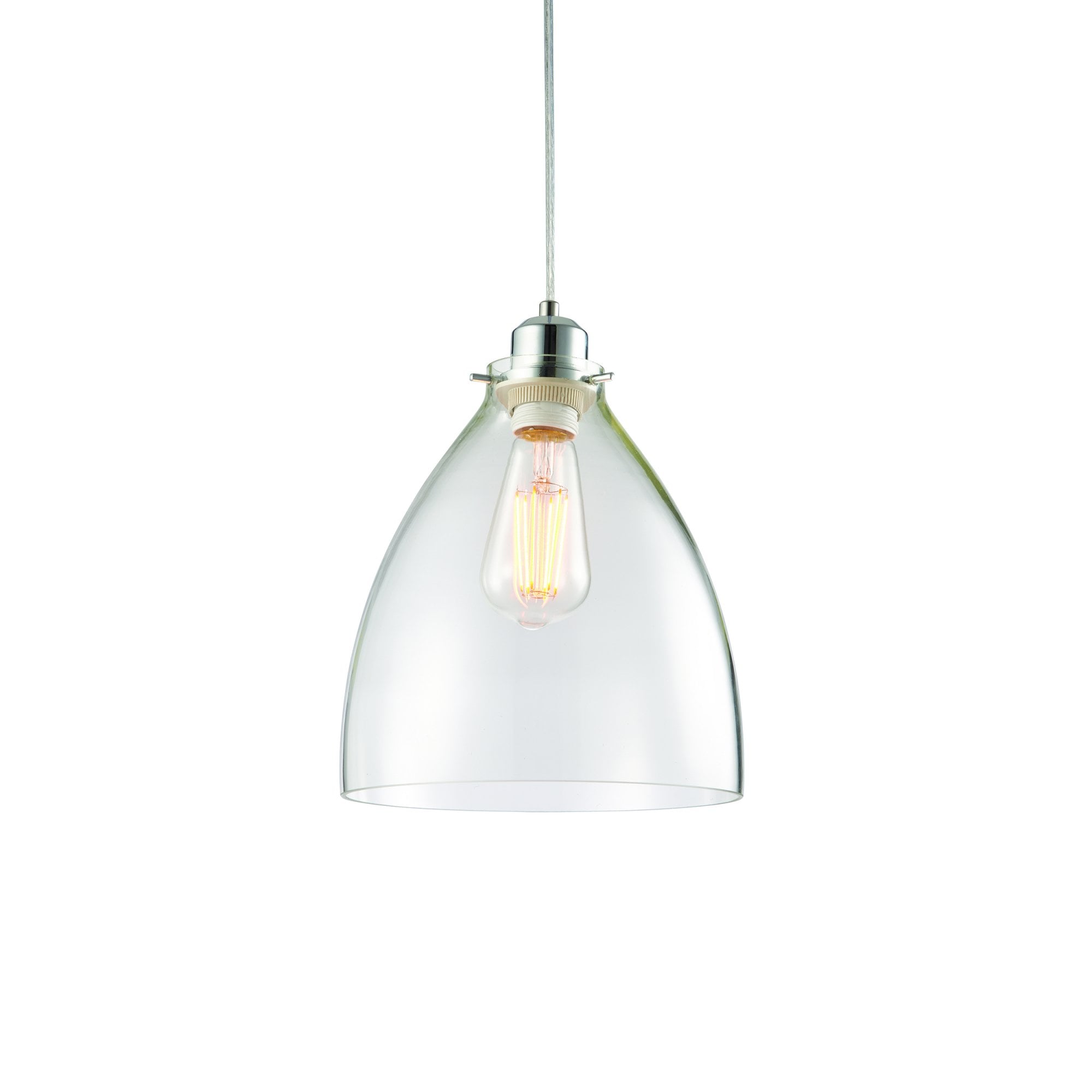 Endon Elstow Single Light Pendant Shade - Clear Glass & Chrome Plate - Shade Only