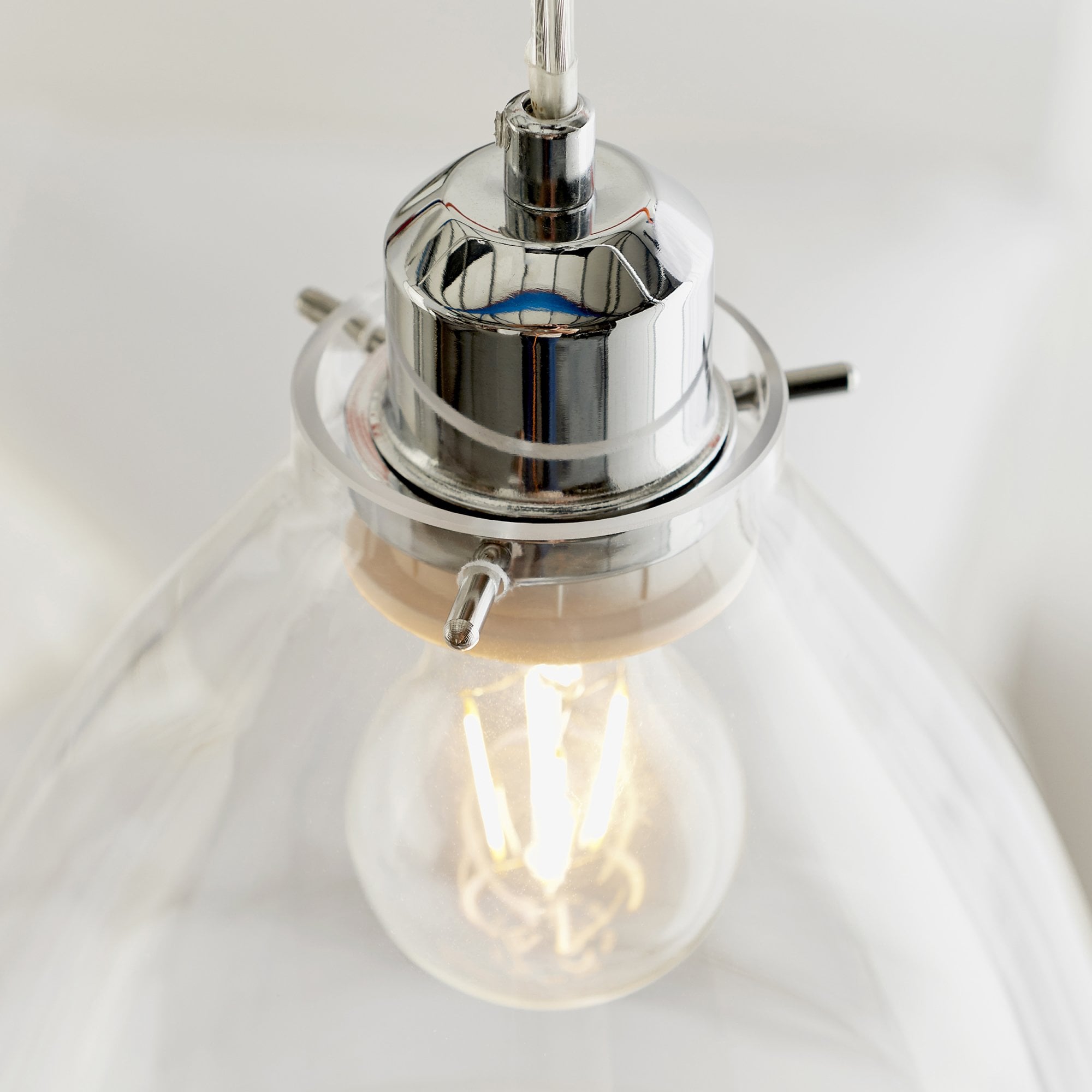 Endon Elstow Single Light Pendant Shade - Clear Glass & Chrome Plate - Shade Only