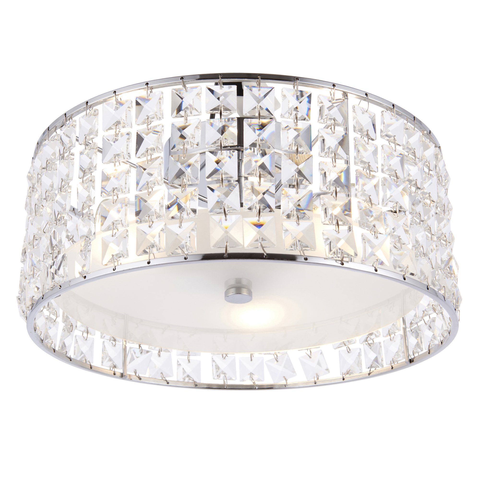 Endon Belfont 3 Light Flush Fitting - Clear Crystal & Chrome Plate