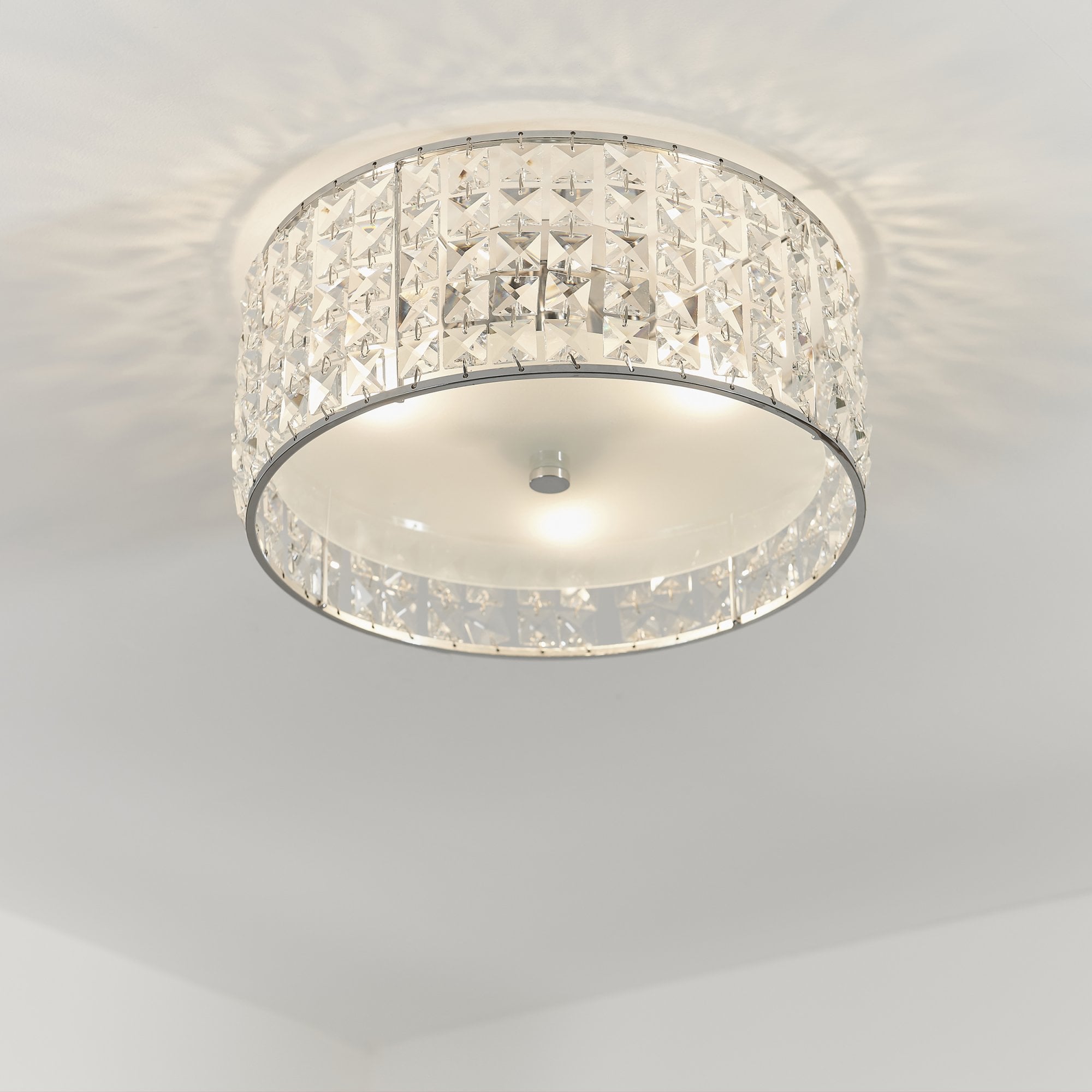 Endon Belfont 3 Light Flush Fitting - Clear Crystal & Chrome Plate