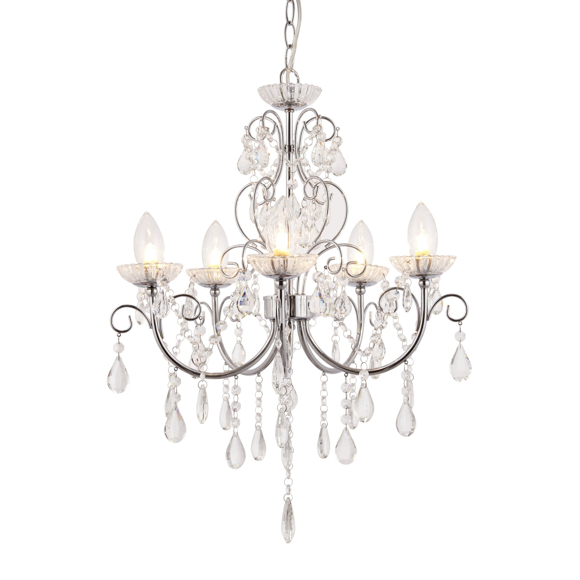Endon Tabitha 5 Light Pendant - Chrome Plate & Clear Crystal