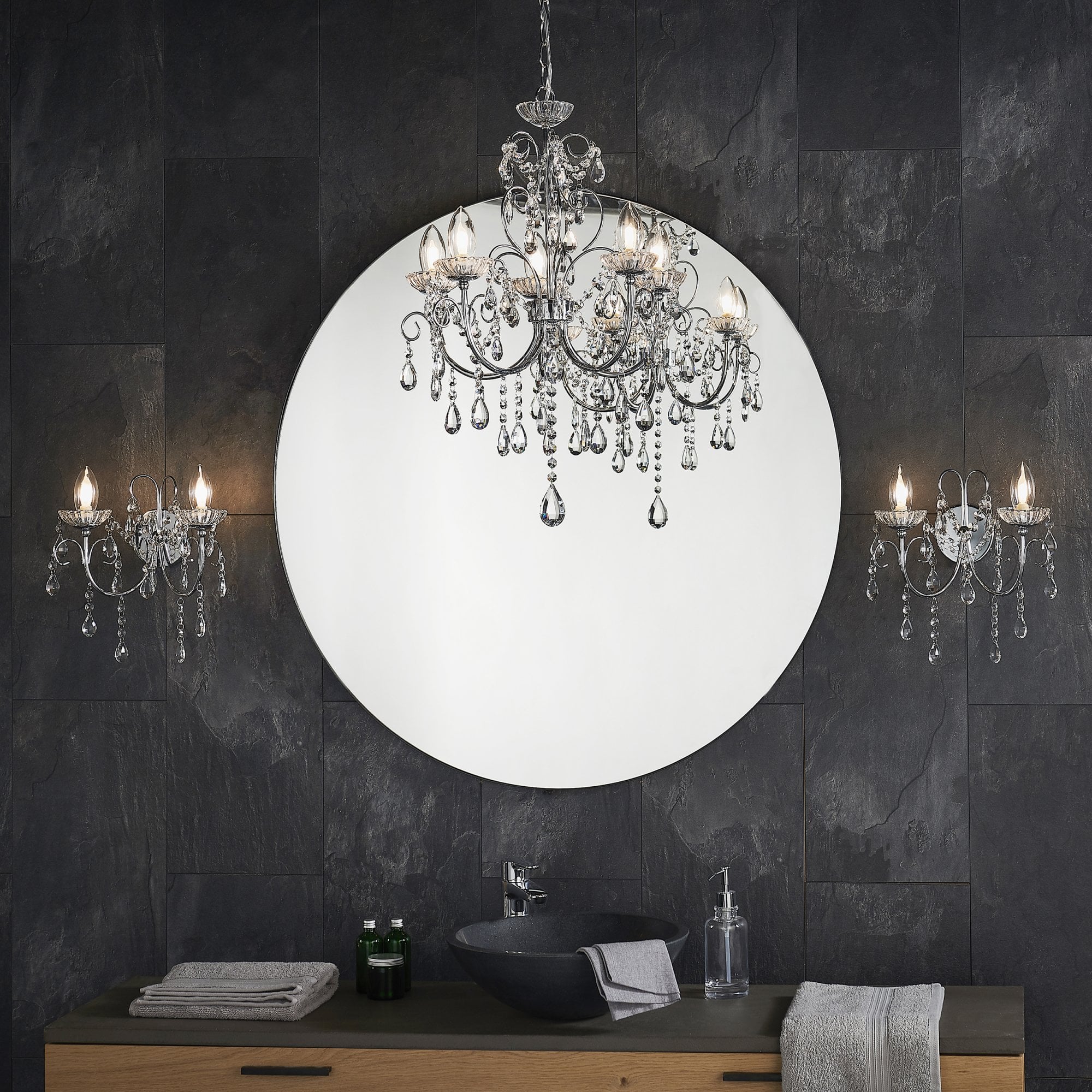 Endon Tabitha 5 Light Pendant - Chrome Plate & Clear Crystal