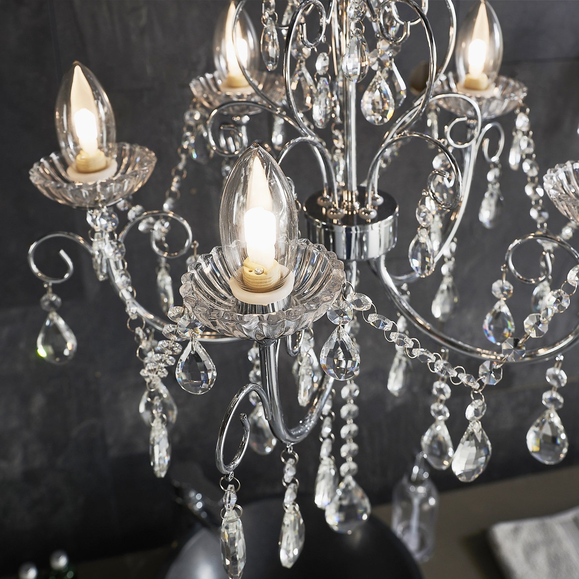 Endon Tabitha 5 Light Pendant - Chrome Plate & Clear Crystal