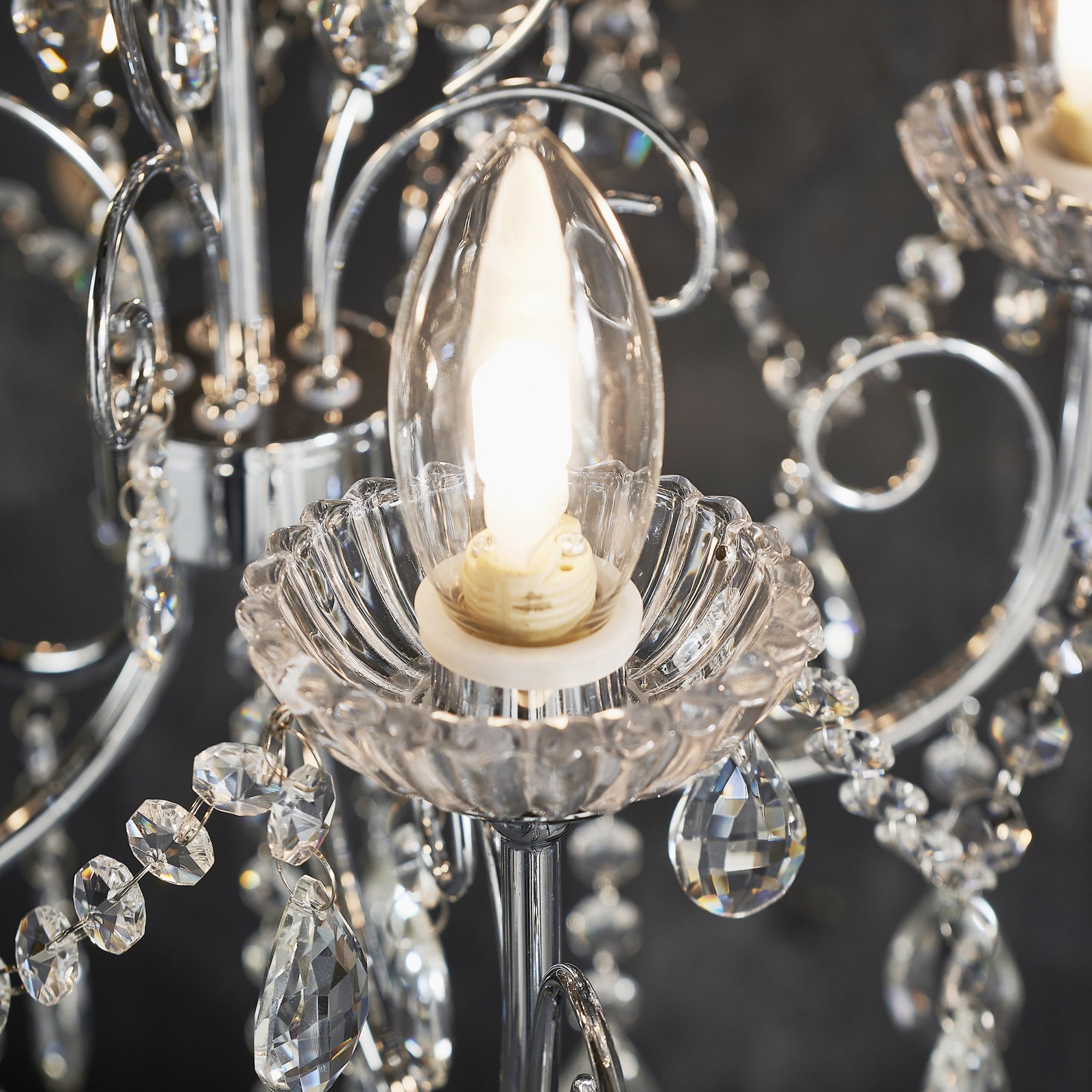 Endon Tabitha 5 Light Pendant - Chrome Plate & Clear Crystal