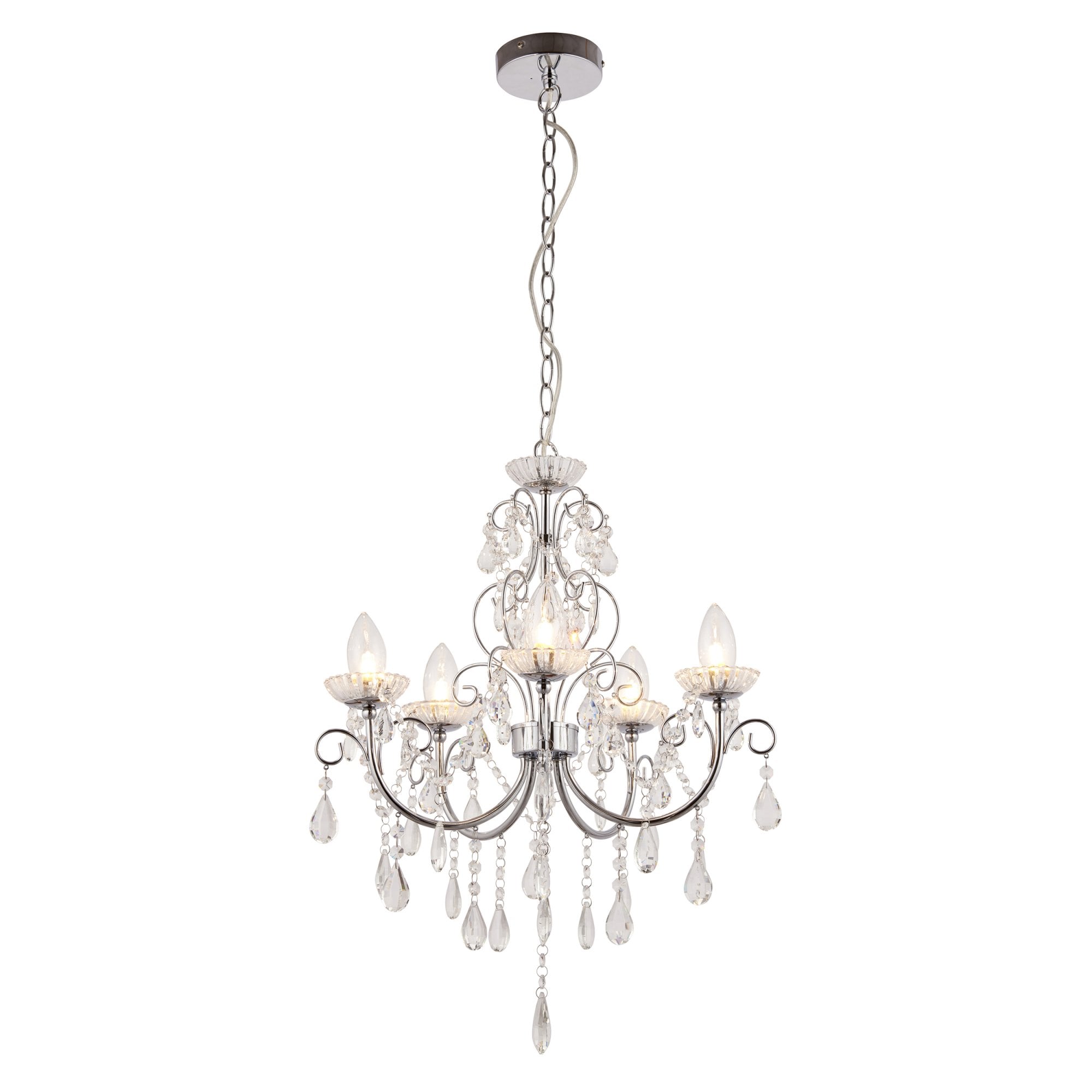 Endon Tabitha 5 Light Pendant - Chrome Plate & Clear Crystal