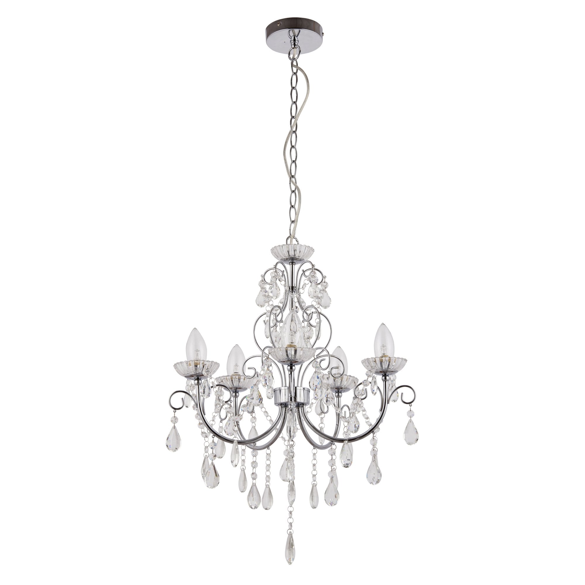 Endon Tabitha 5 Light Pendant - Chrome Plate & Clear Crystal