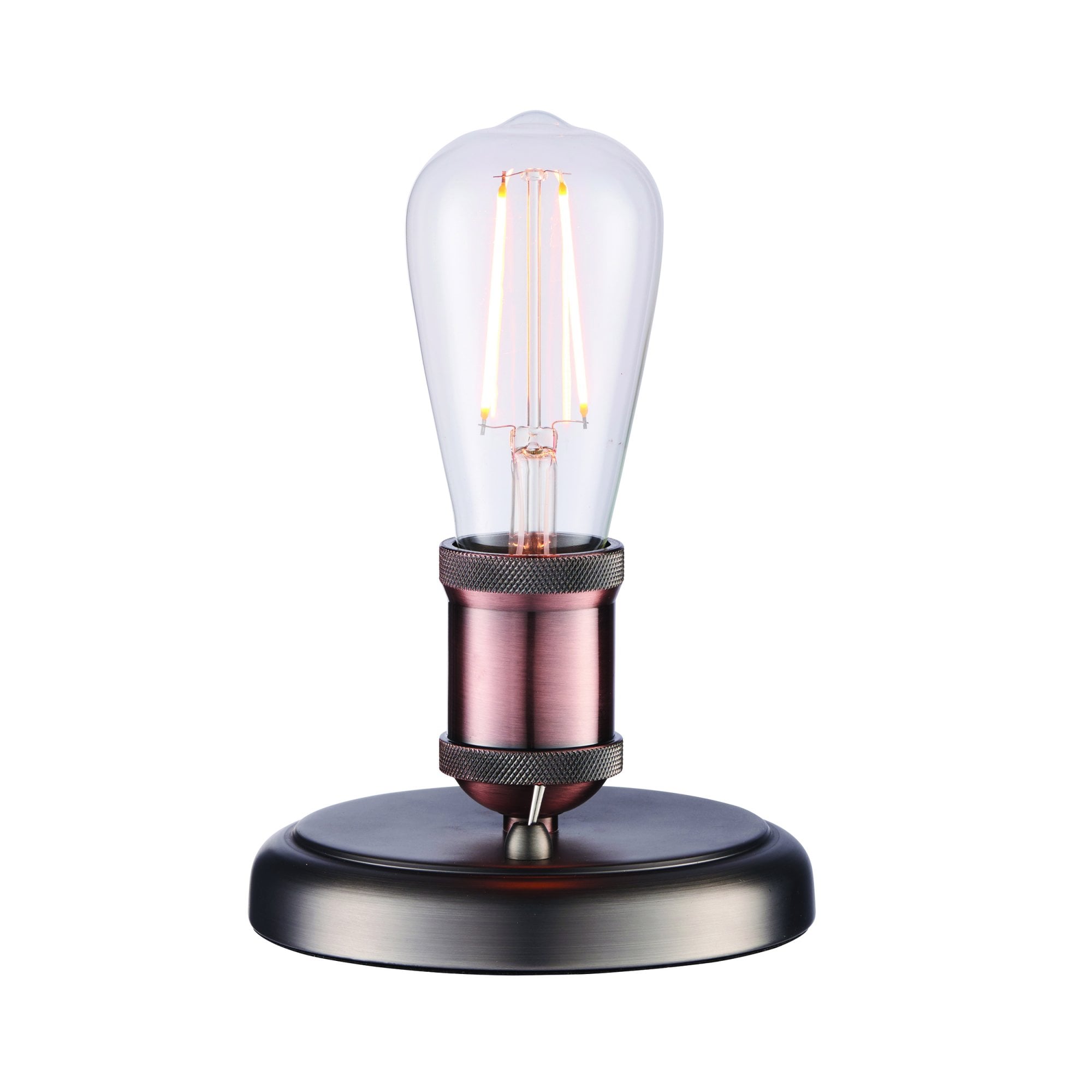 Endon Hal Single Light Table Lamp - Aged Pewter & Aged Copper Plate