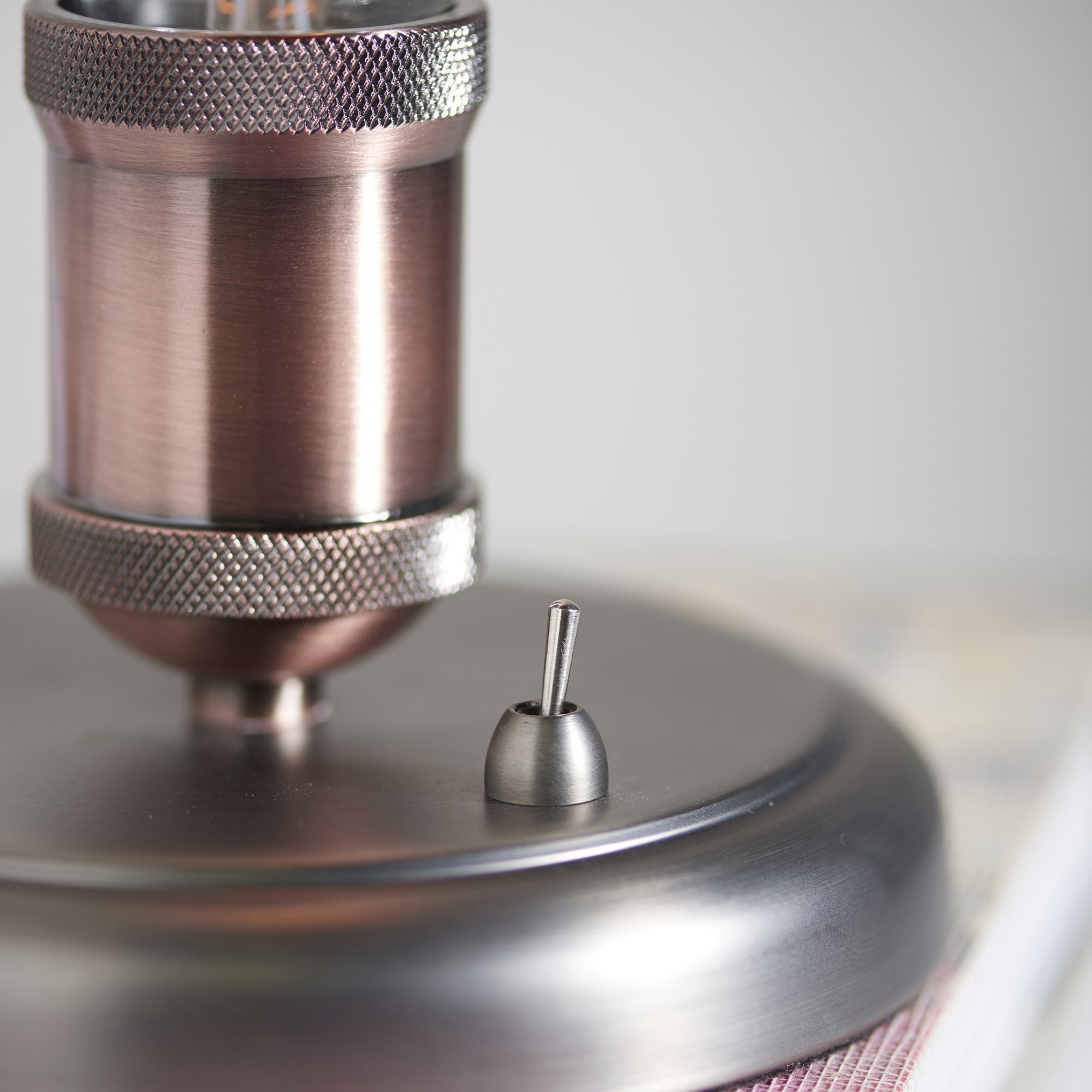 Endon Hal Single Light Table Lamp - Aged Pewter & Aged Copper Plate