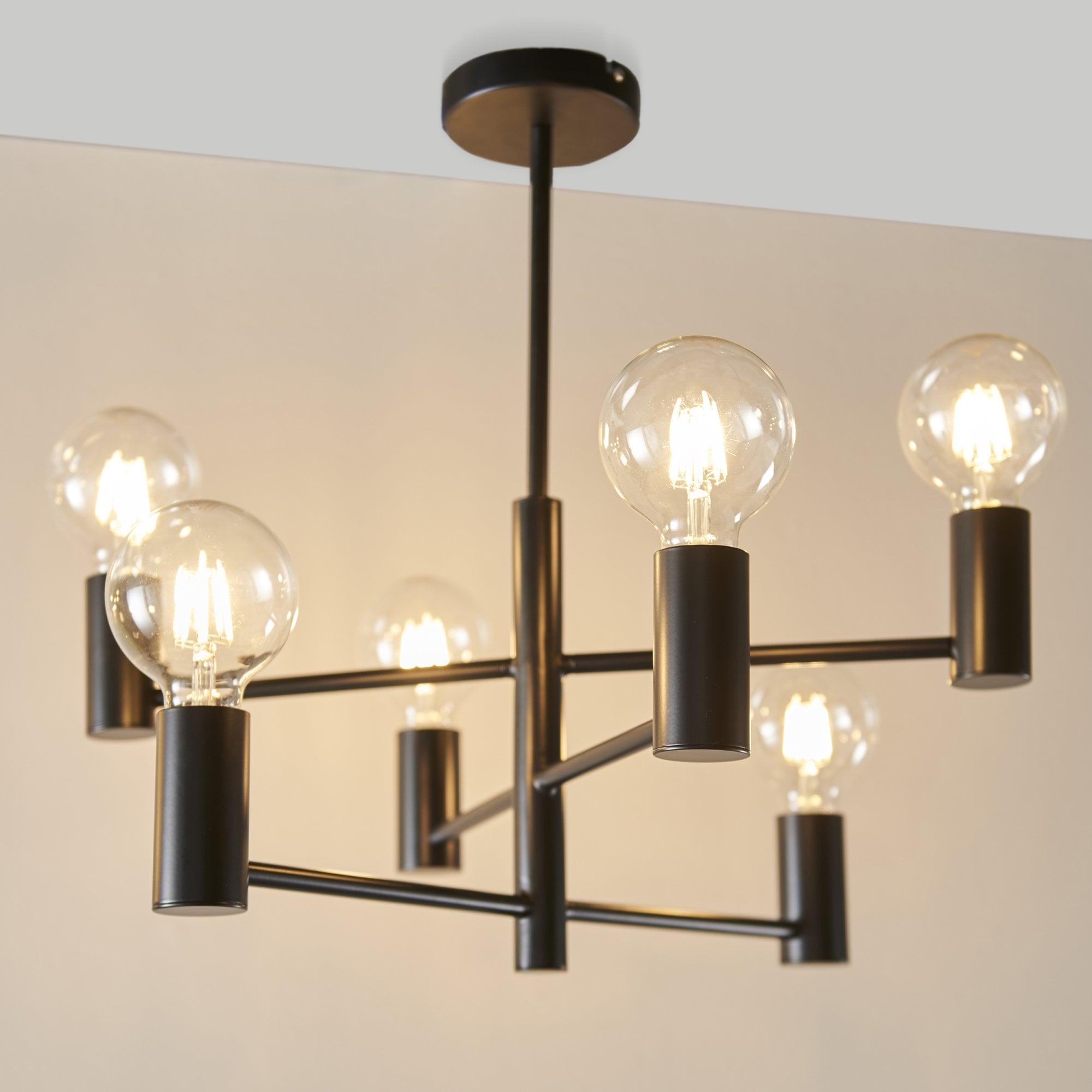 Endon Studio 6 Light Semi Flush Fitting - Matt Black