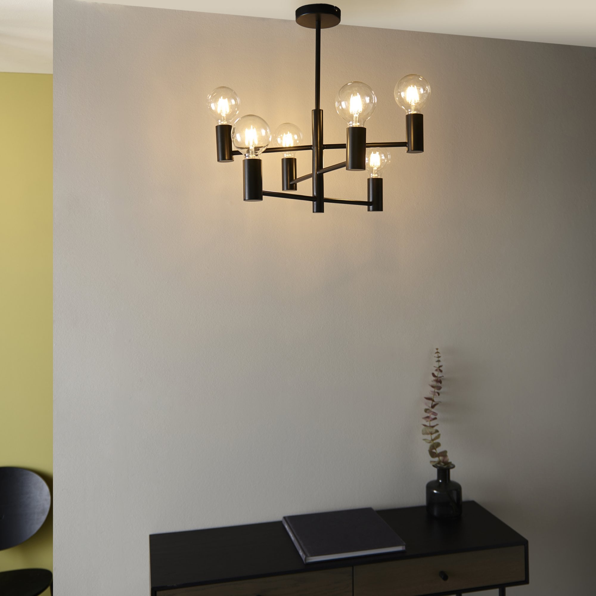 Endon Studio 6 Light Semi Flush Fitting - Matt Black