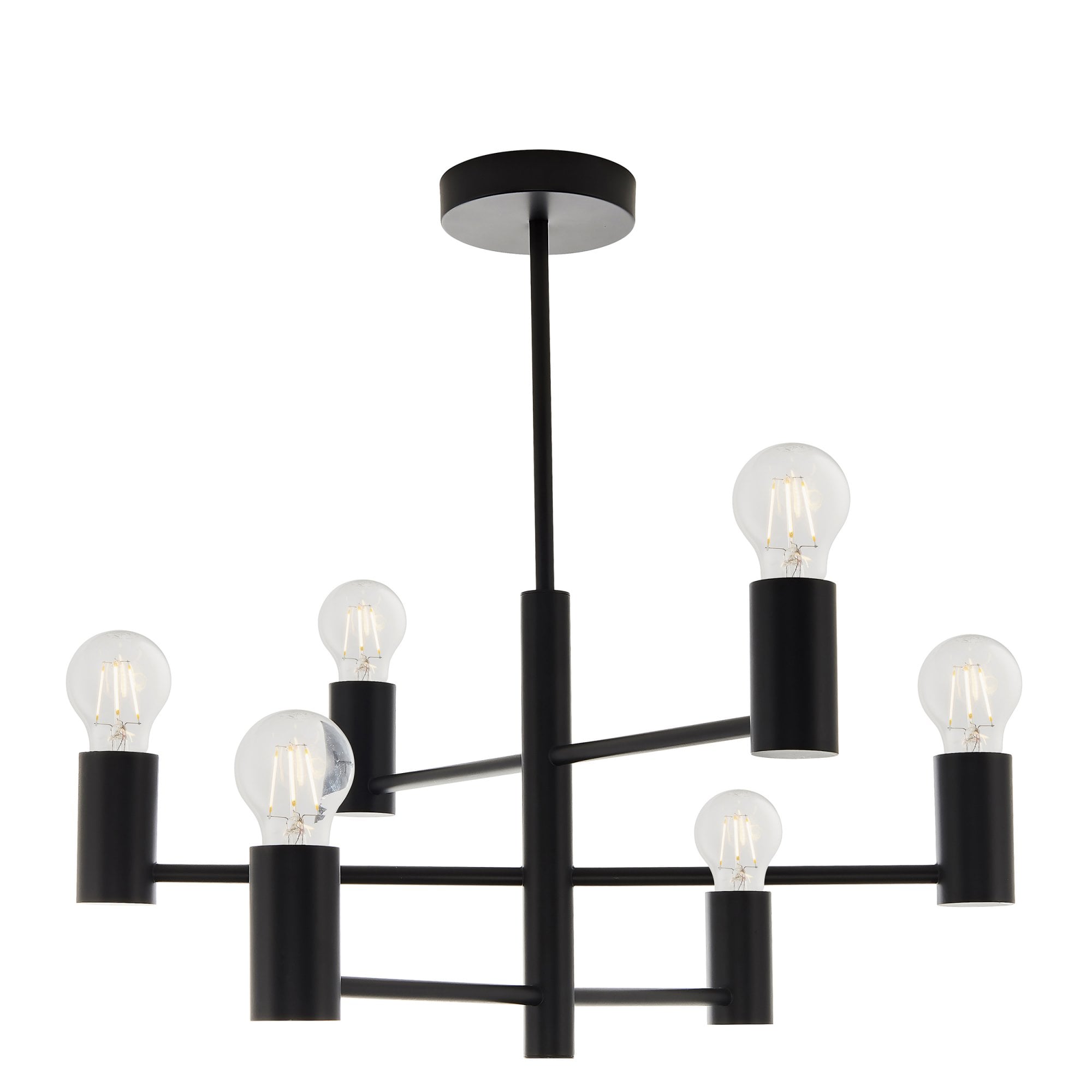 Endon Studio 6 Light Semi Flush Fitting - Matt Black