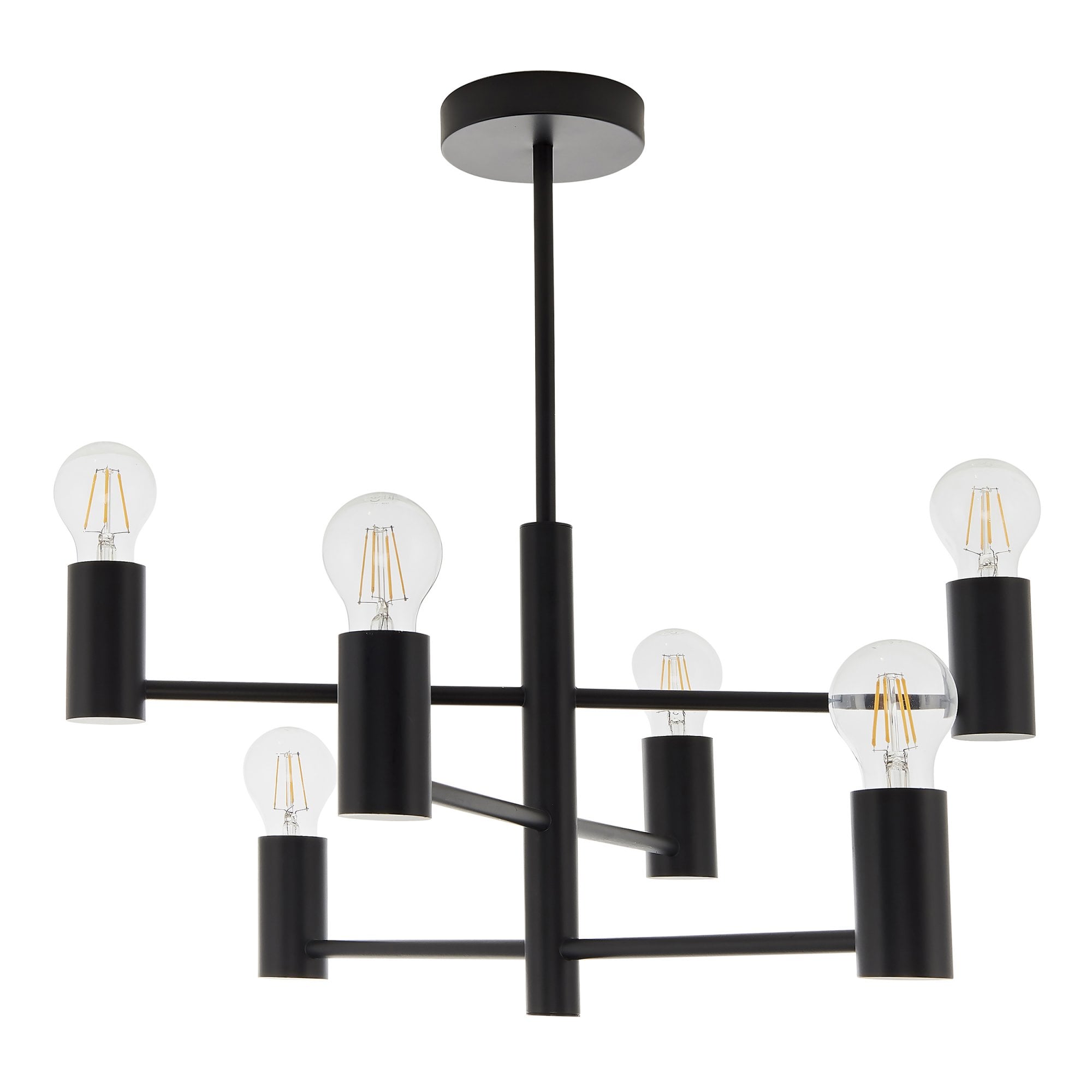 Endon Studio 6 Light Semi Flush Fitting - Matt Black