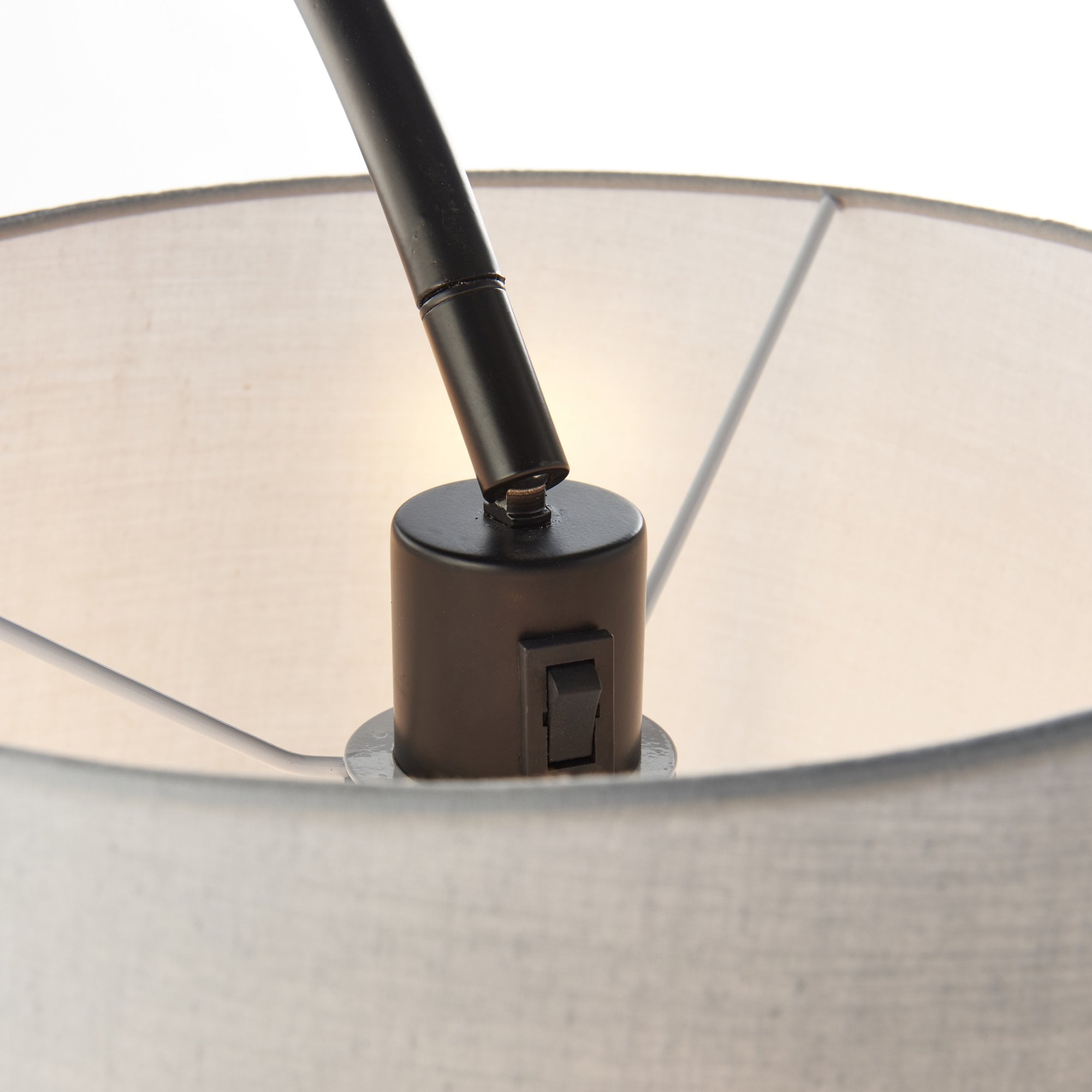 Endon Carlson Single Light Floor Lamp - Matt Black & Light Grey & Silver Fabric