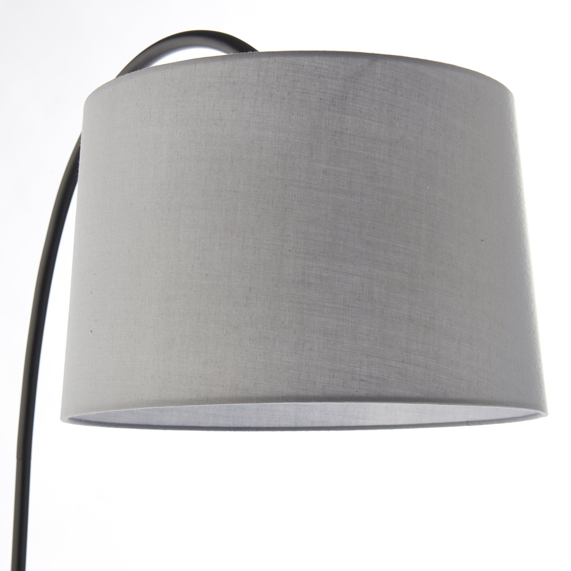 Endon Carlson Single Light Floor Lamp - Matt Black & Light Grey & Silver Fabric