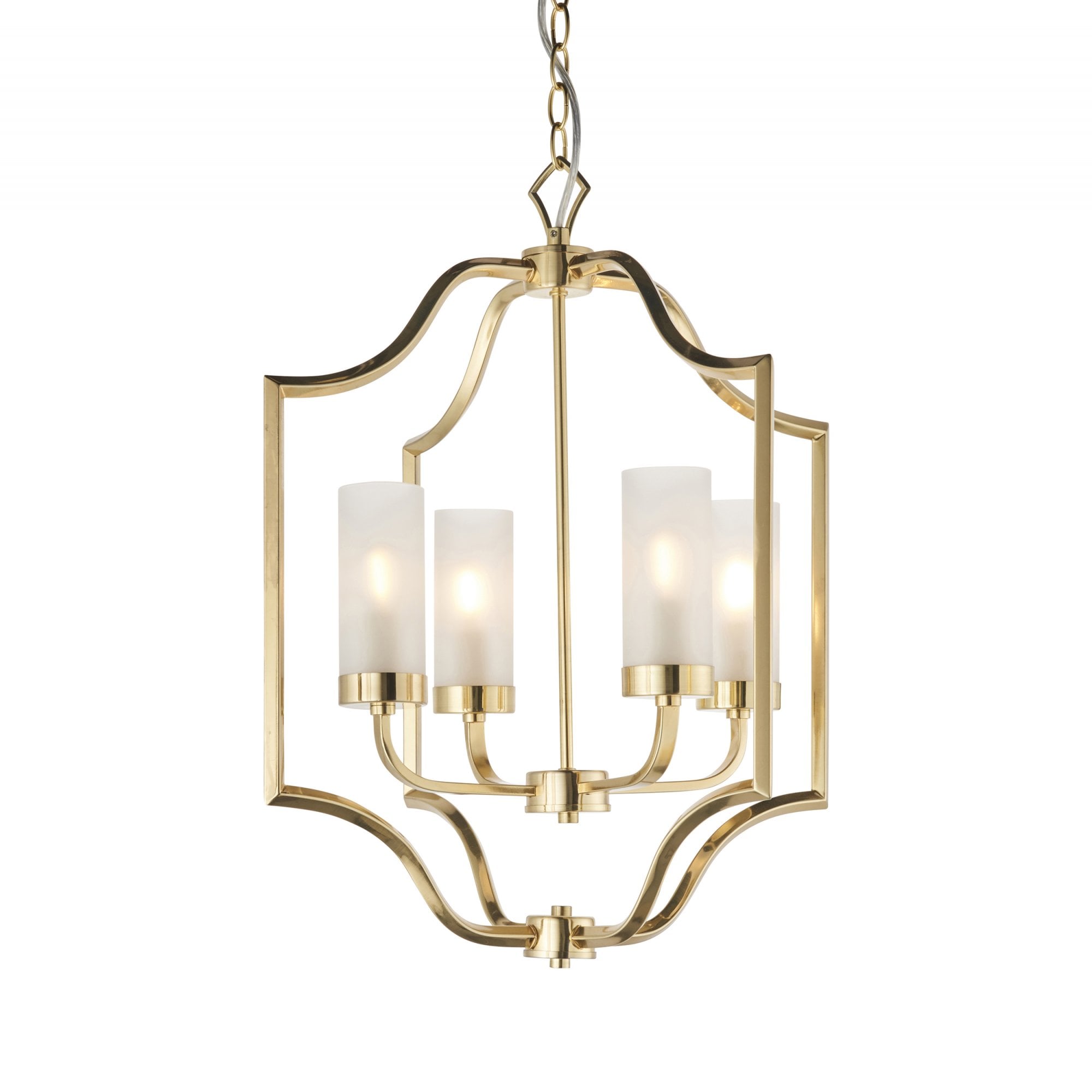 Endon Edrea 4 Light Pendant - Satin Brass Plate & Frosted Glass