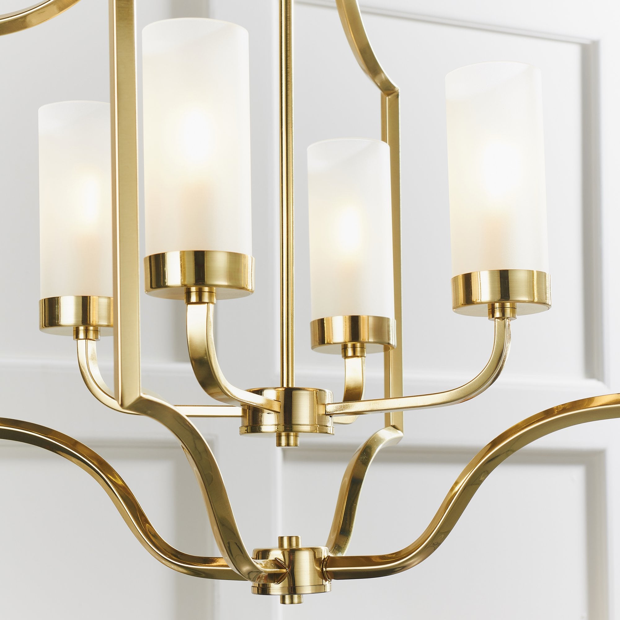 Endon Edrea 4 Light Pendant - Satin Brass Plate & Frosted Glass