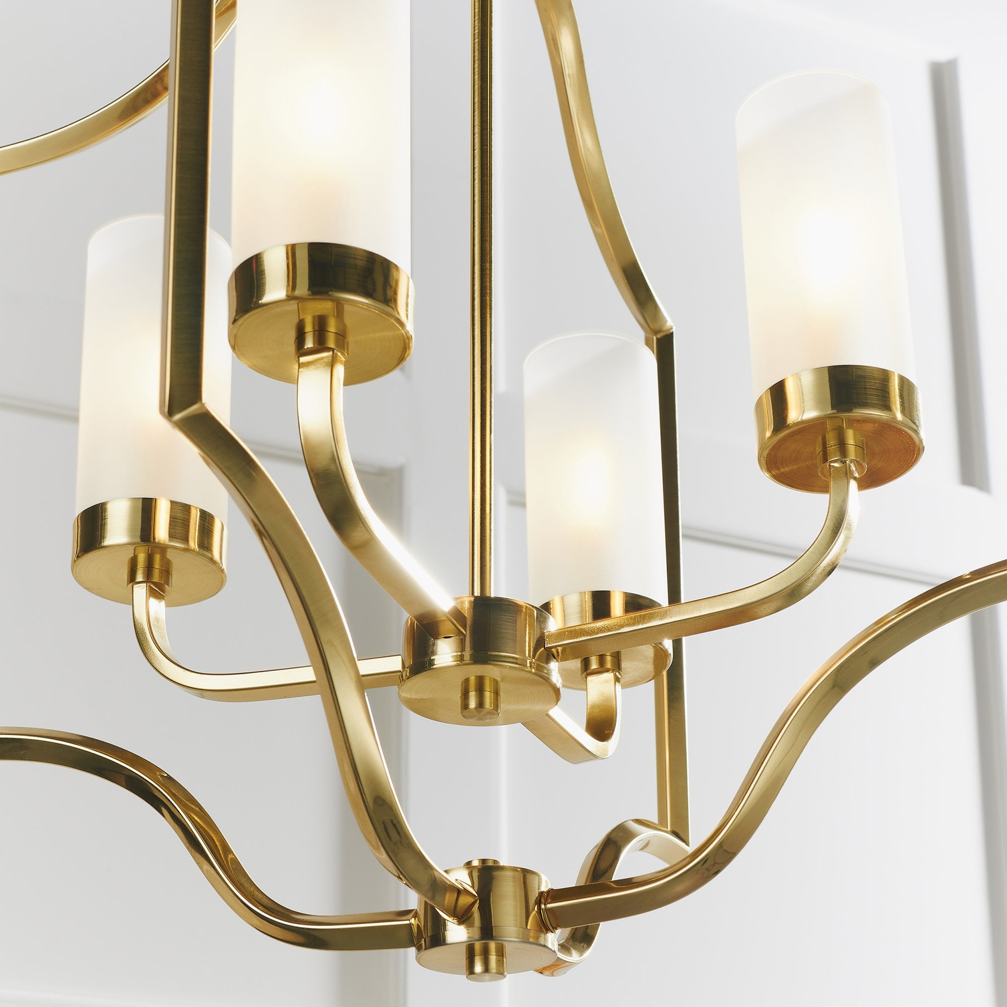 Endon Edrea 4 Light Pendant - Satin Brass Plate & Frosted Glass