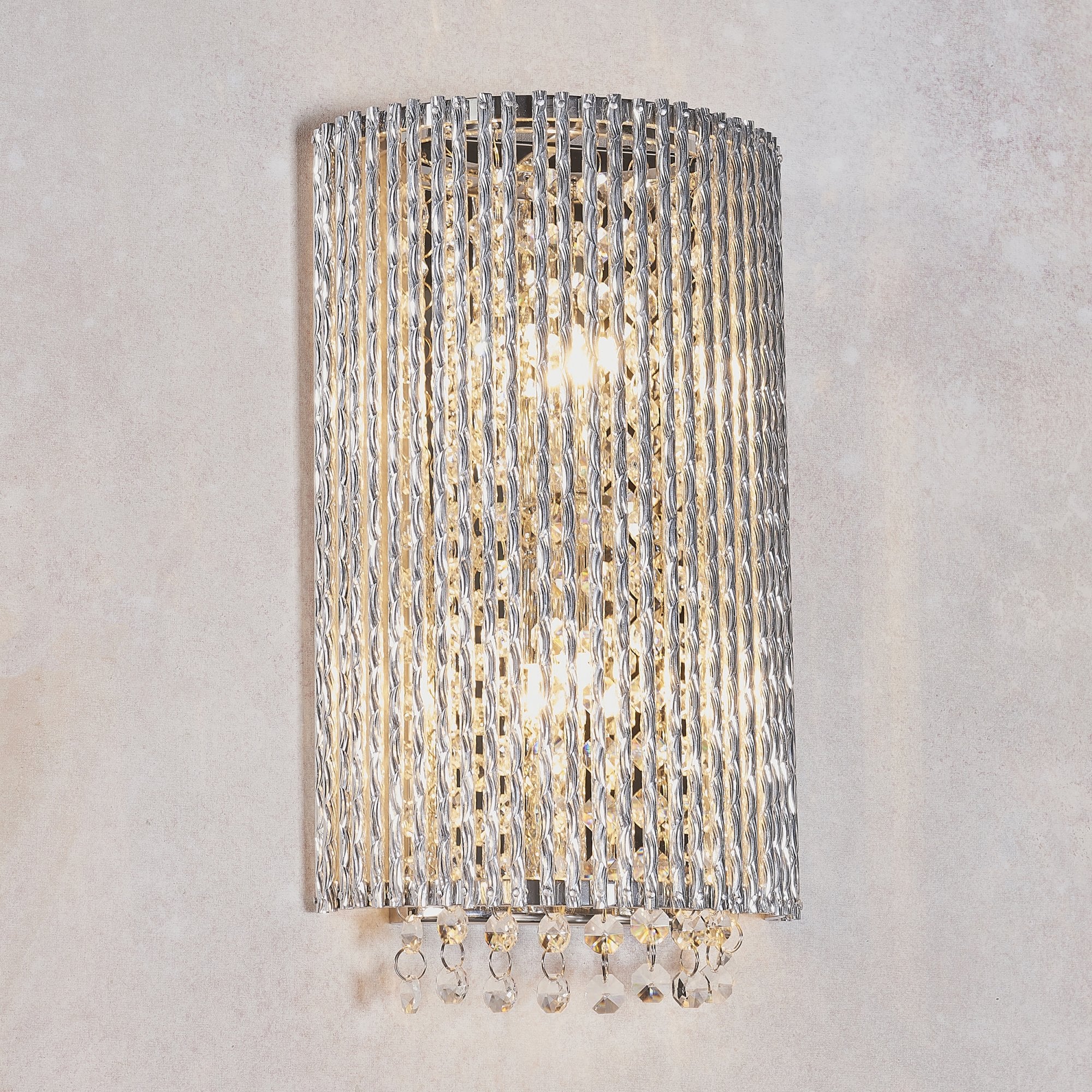 Endon Galina 2 Light Wall Light  - Chrome Plate & Clear Crystal