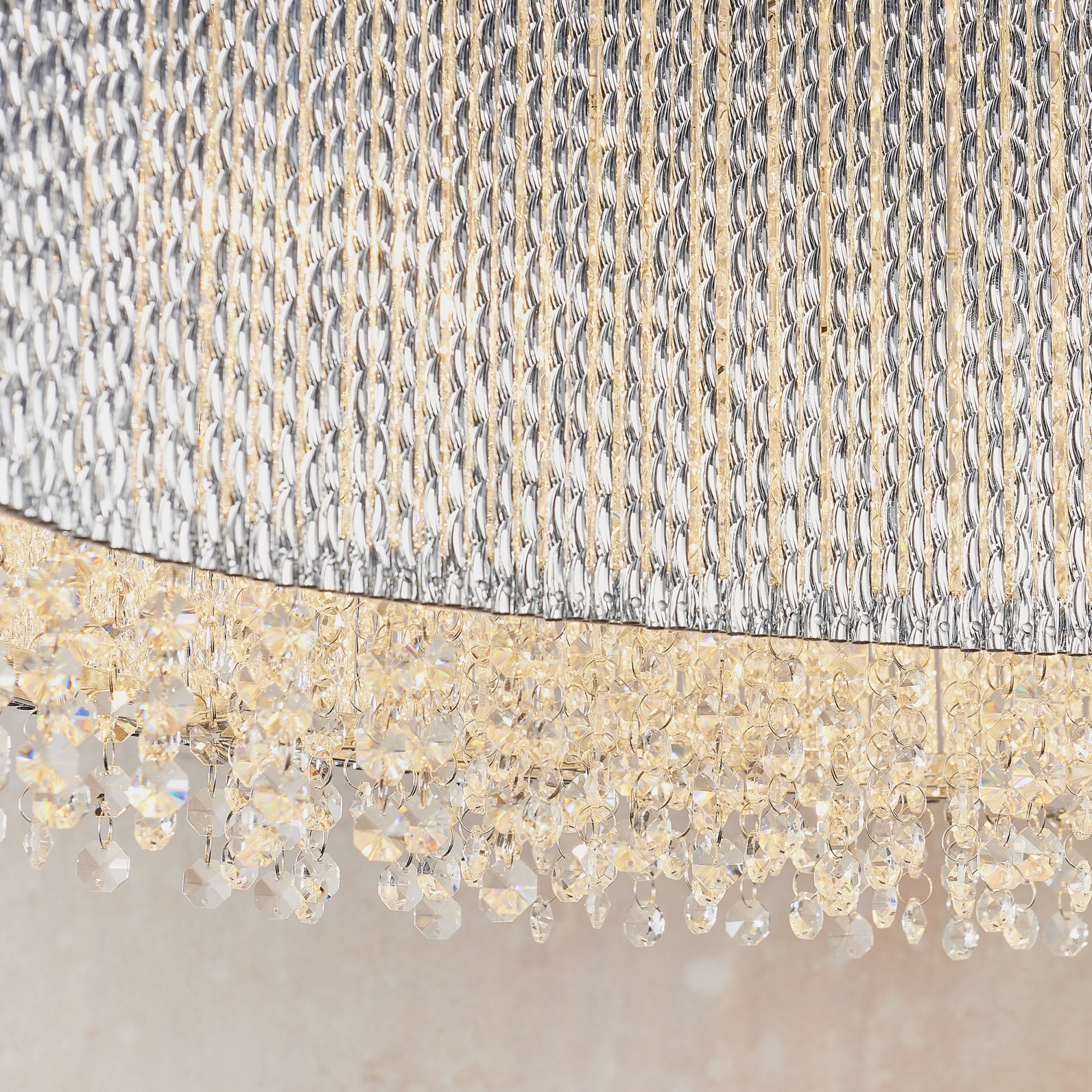 Endon Galina Linear 8 Light Pendant - Chrome Plate & Clear Crystal