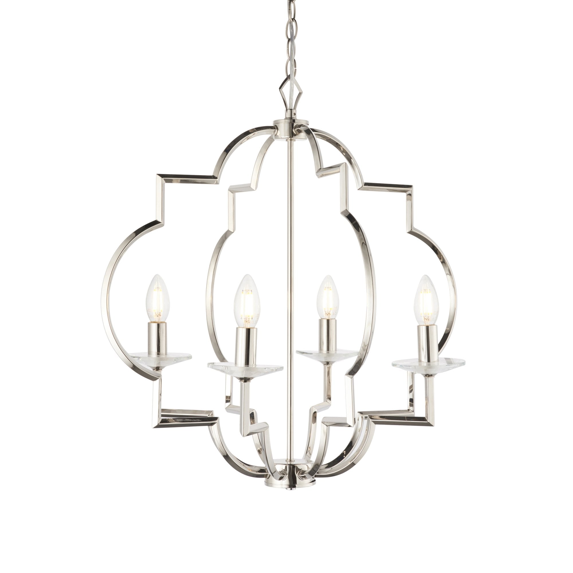 Endon Garland 4 Light Pendant - Polished Nickel Plate & Clear Crystal