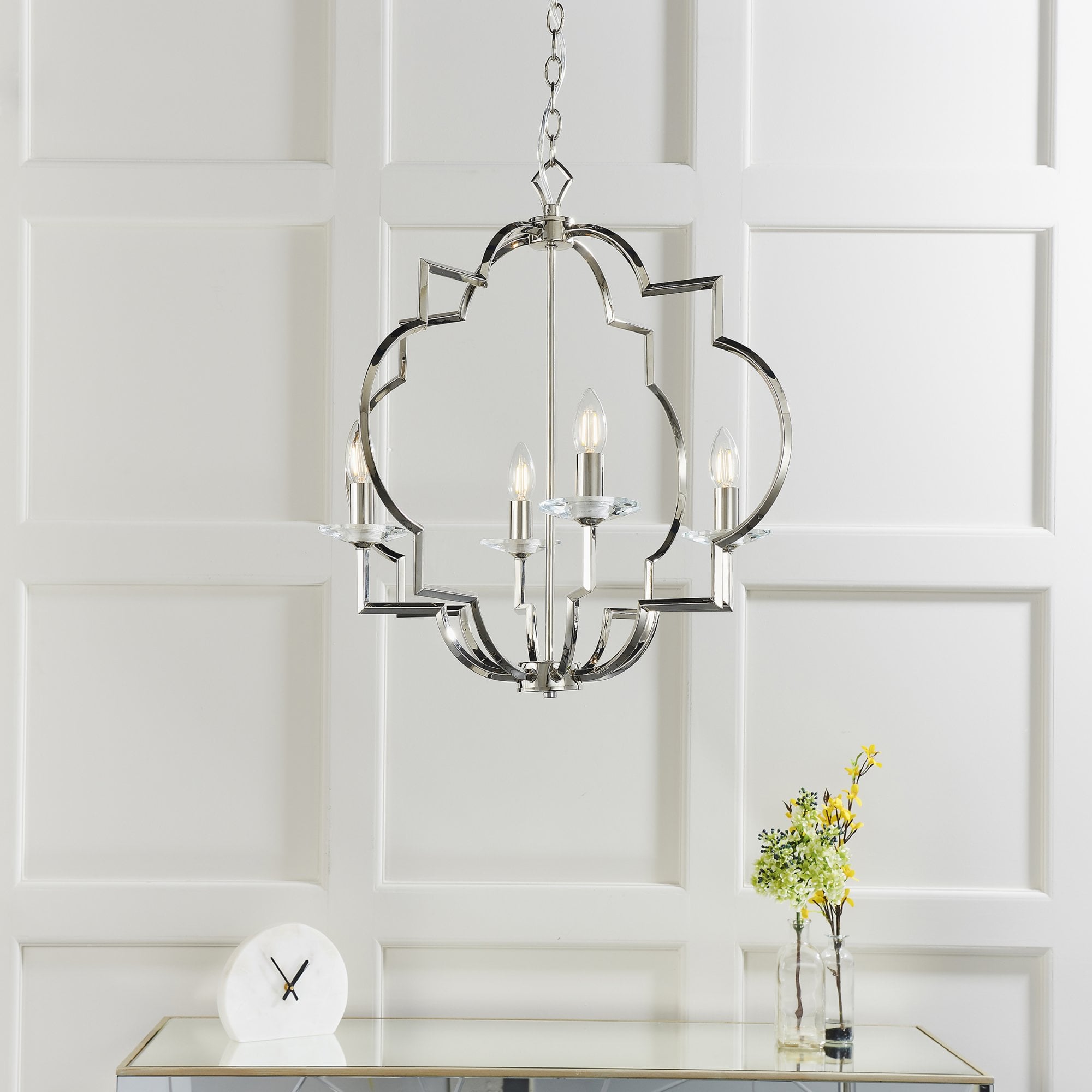 Endon Garland 4 Light Pendant - Polished Nickel Plate & Clear Crystal