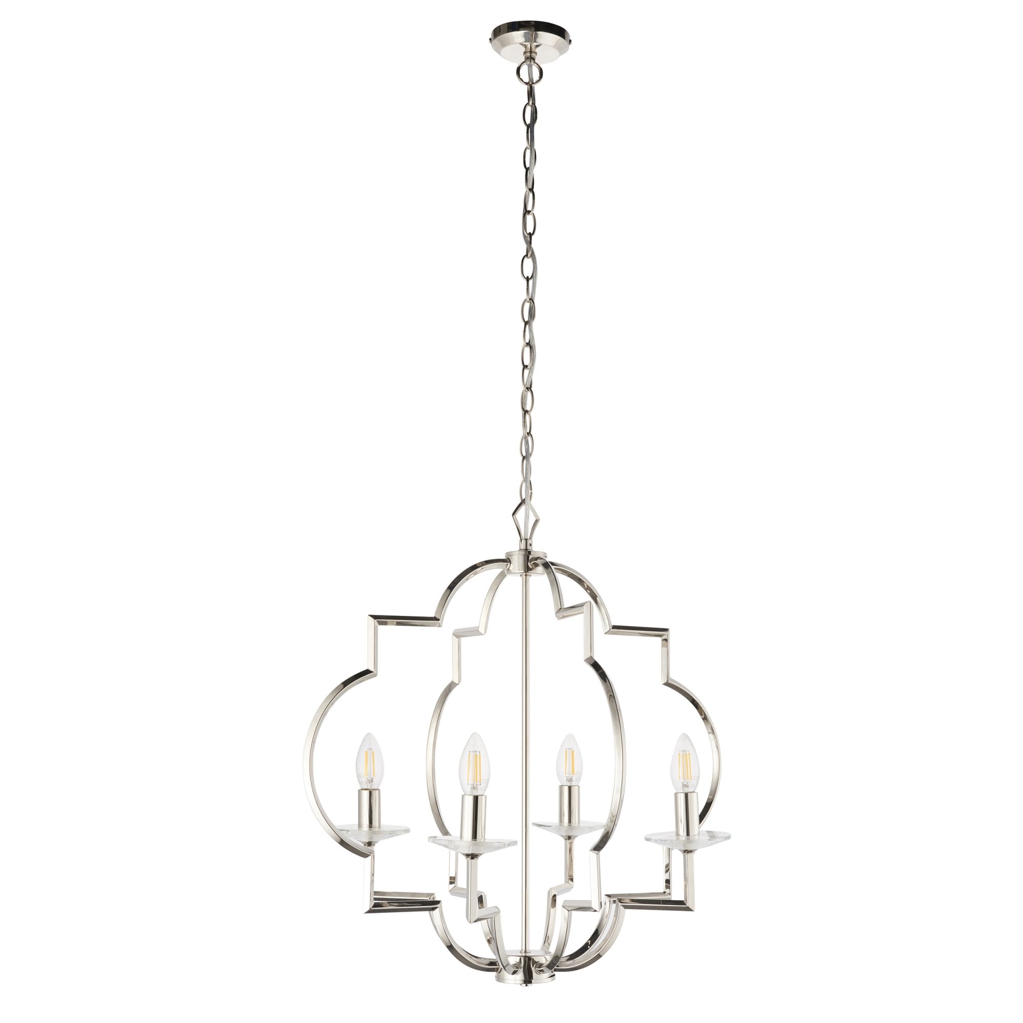 Endon Garland 4 Light Pendant - Polished Nickel Plate & Clear Crystal