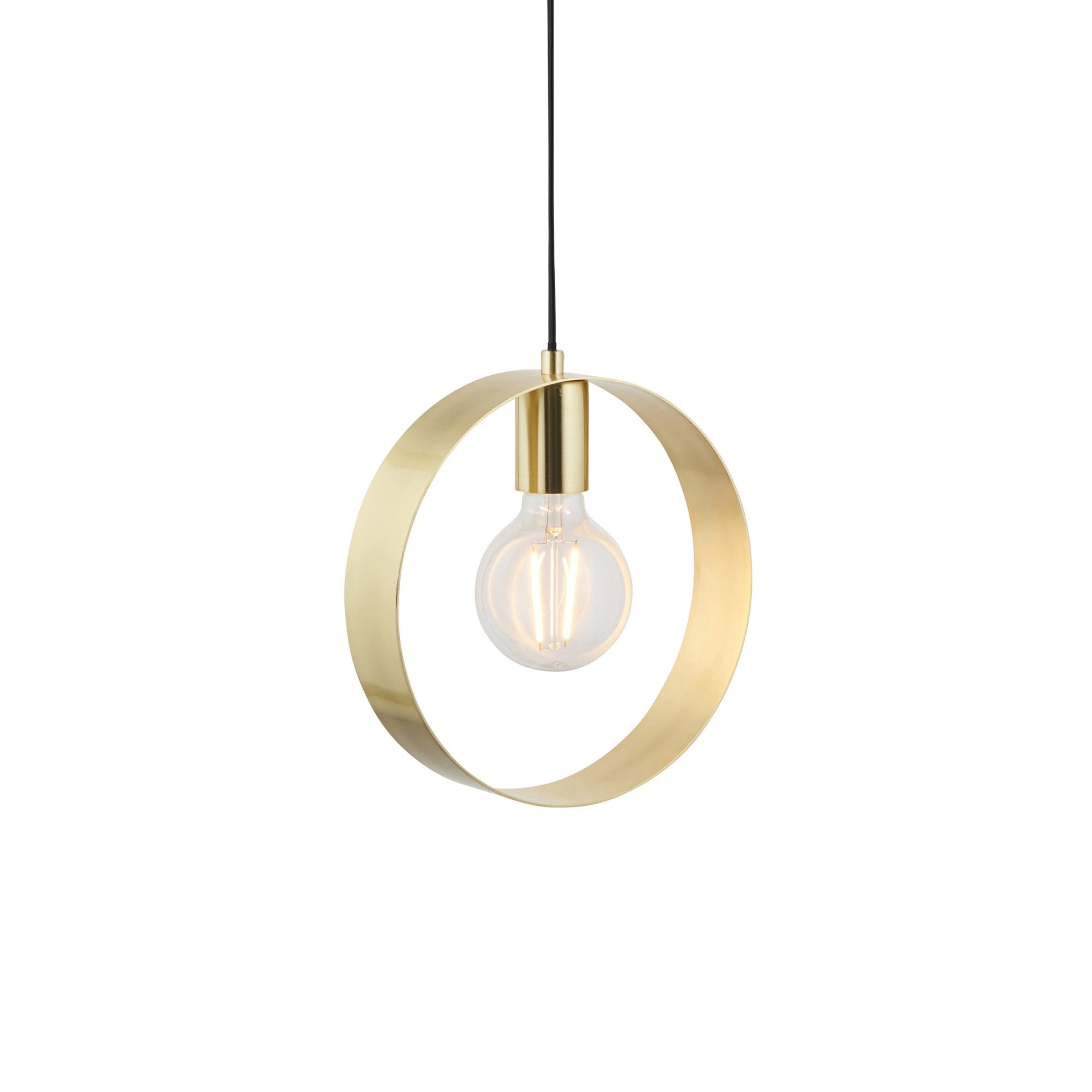 Endon Hoop Single Light Pendant - Satin Brass Plate