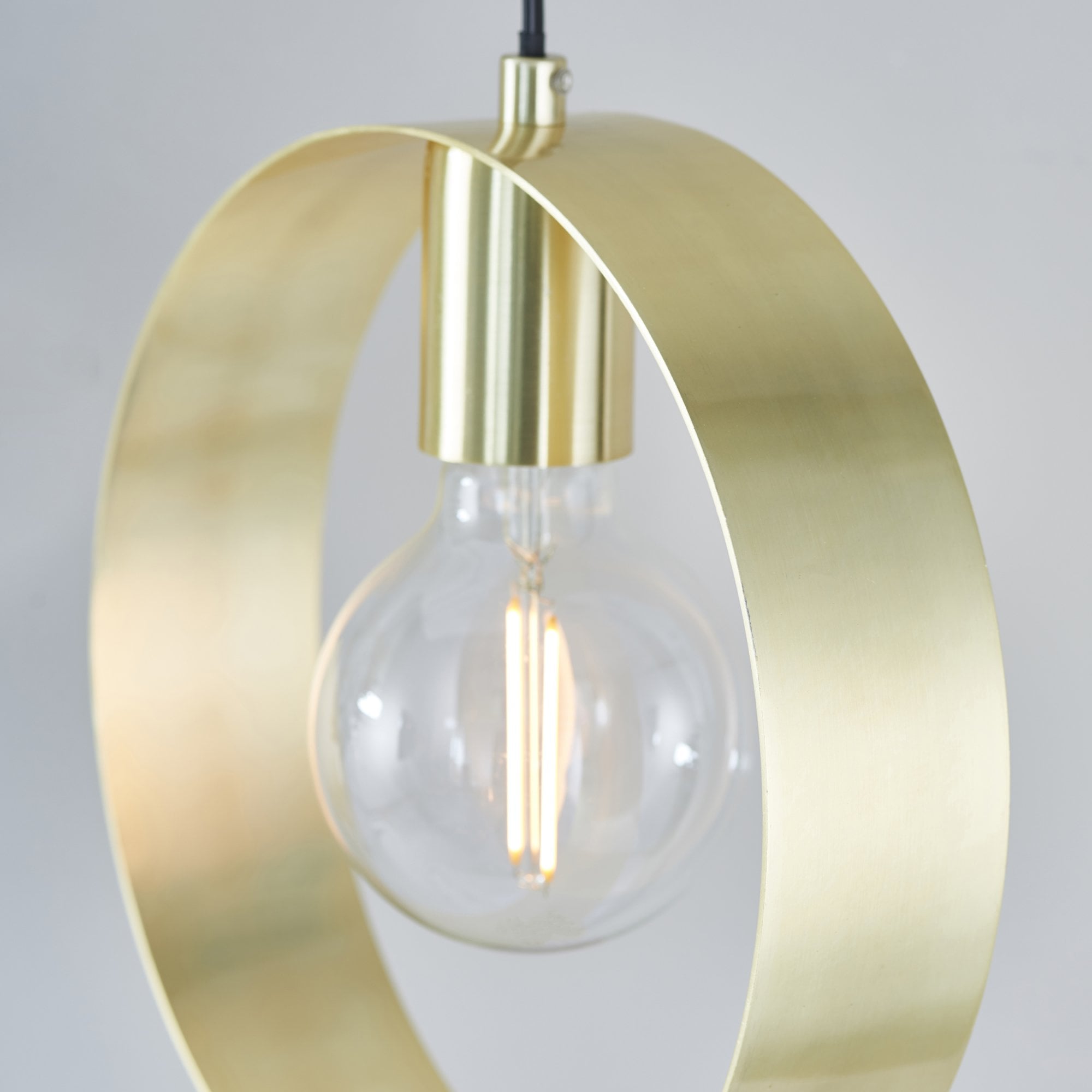 Endon Hoop Single Light Pendant - Satin Brass Plate