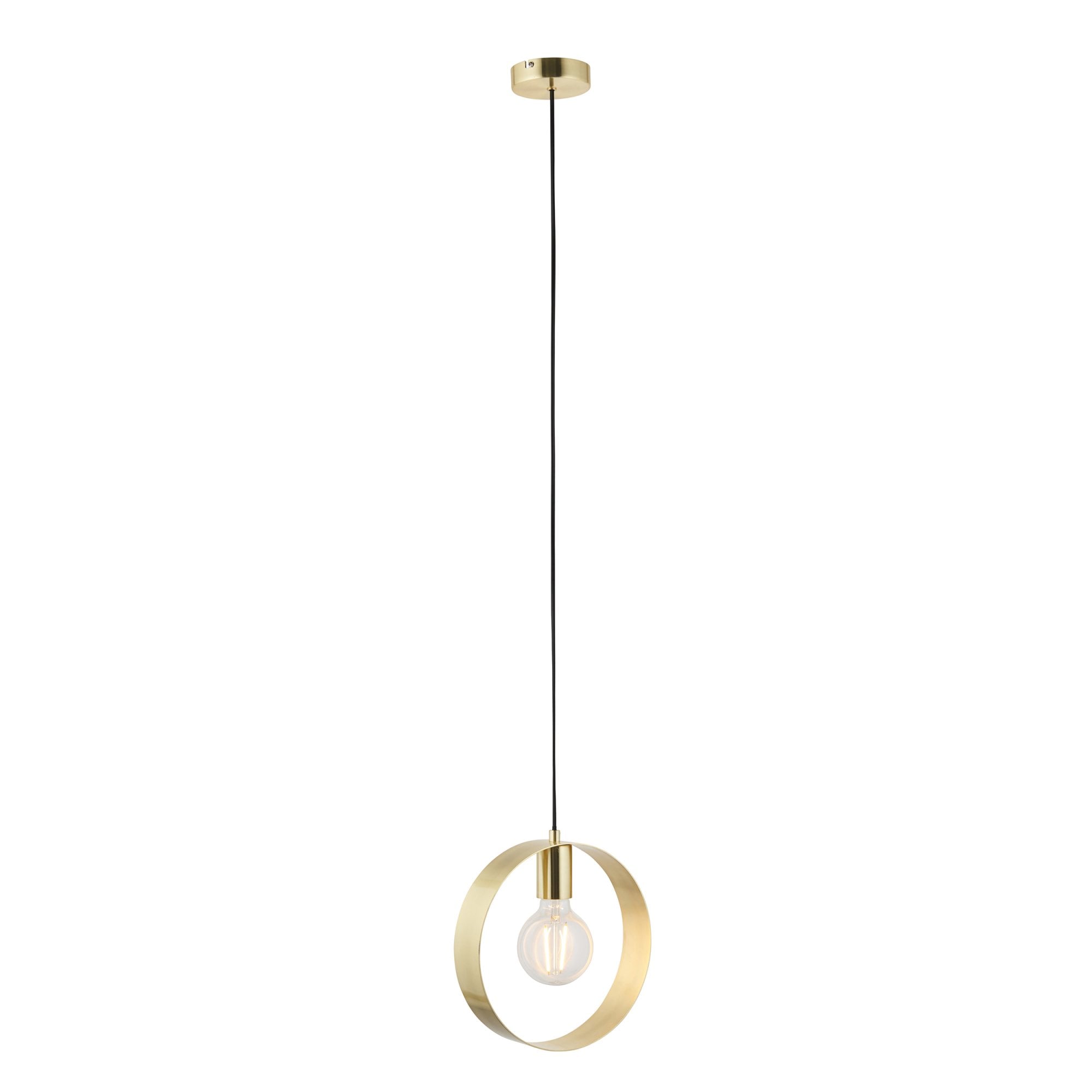Endon Hoop Single Light Pendant - Satin Brass Plate