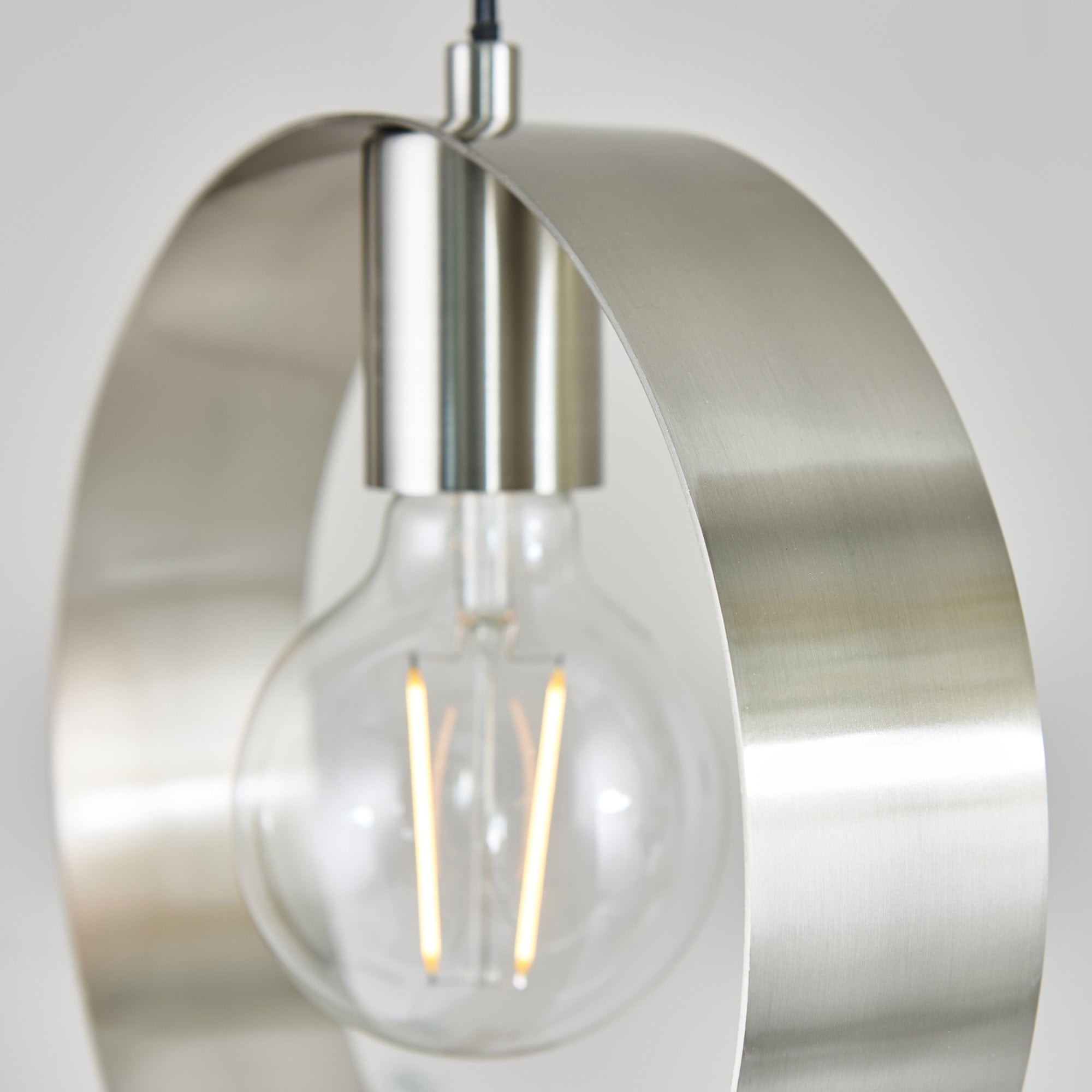 Endon Hoop Single Light Pendant - Brushed Nickel Plate