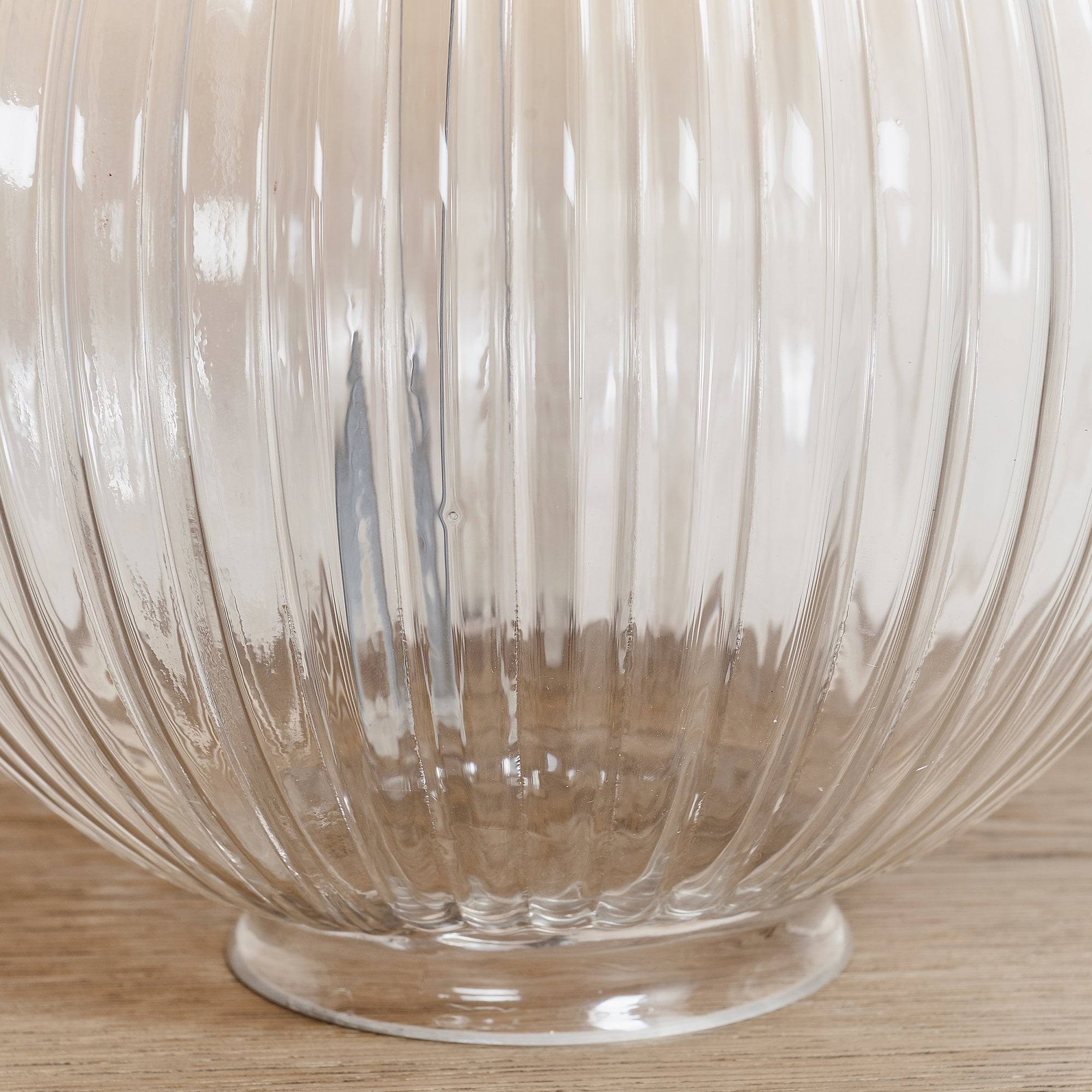 Endon Jemma Single Light Table Lamp Base - Clear Ribbed Glass & Satin Nickel Plate - Base Only