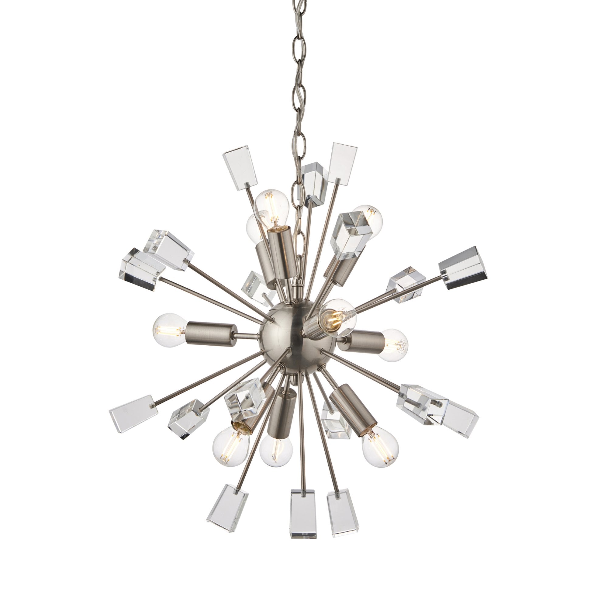 Endon Miro 9 Light Pendant - Satin Nickel Plate & Clear Crystal