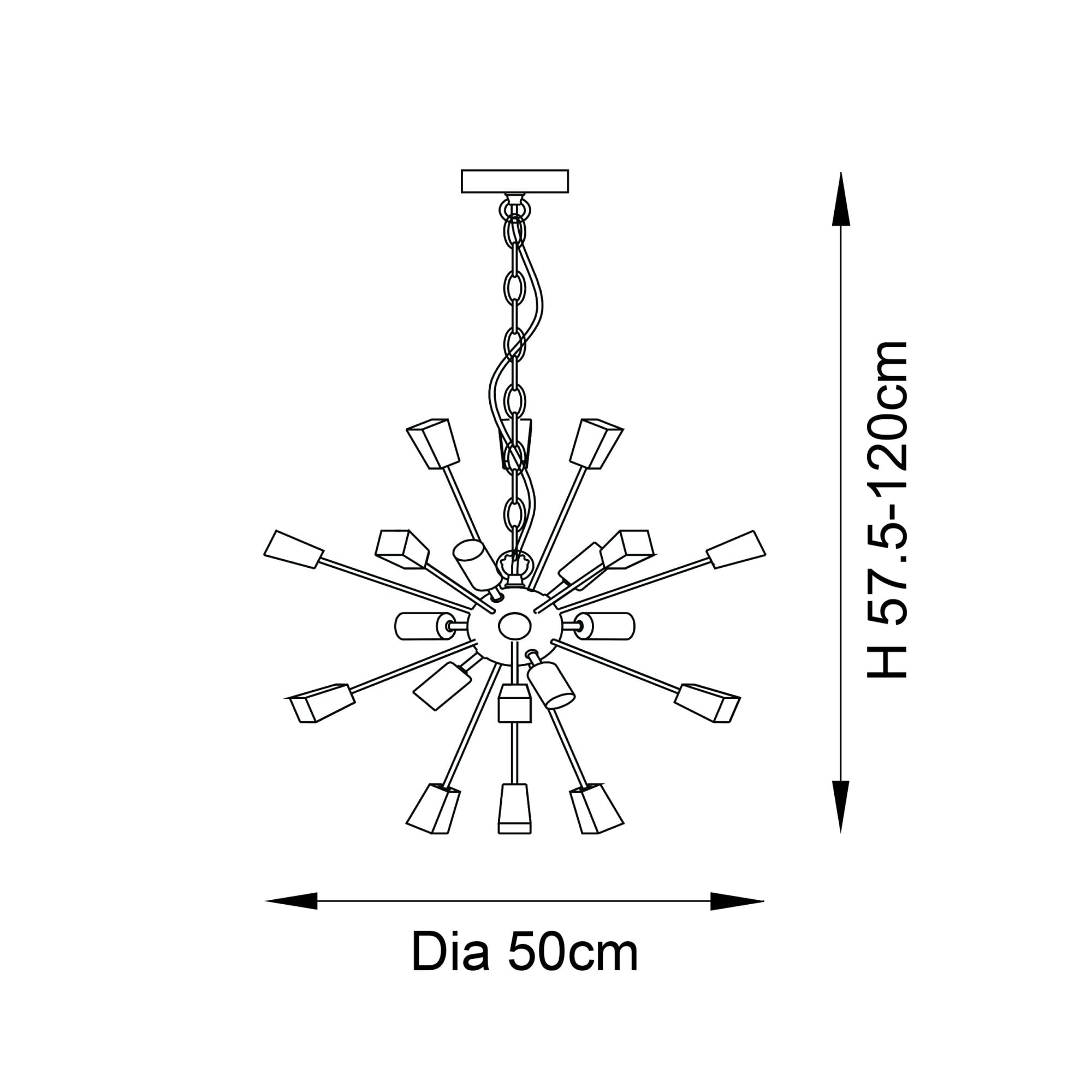Endon Miro 9 Light Pendant - Satin Nickel Plate & Clear Crystal