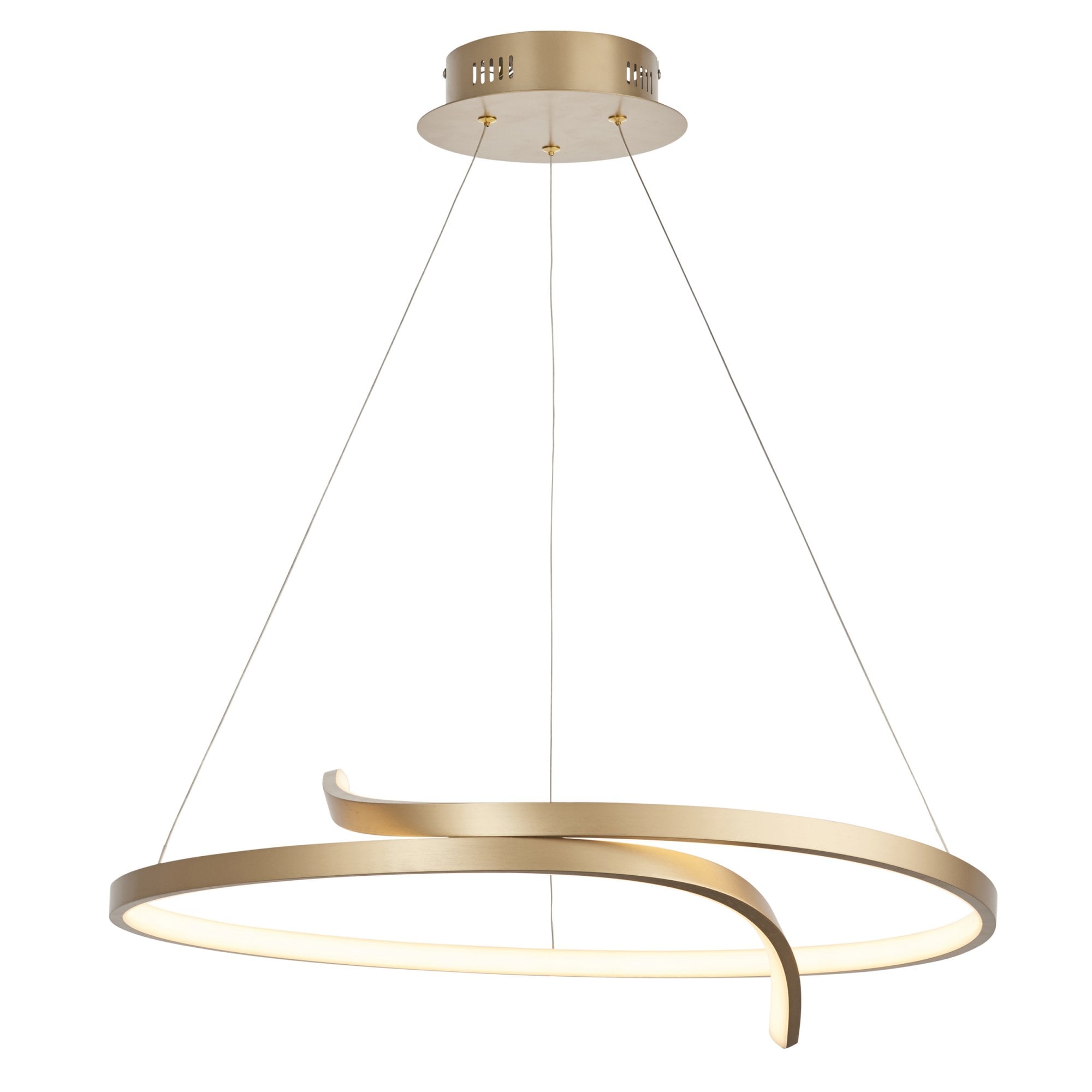 Endon Rafe Single Light Pendant - Brushed Gold Plated Finish & White Silicone