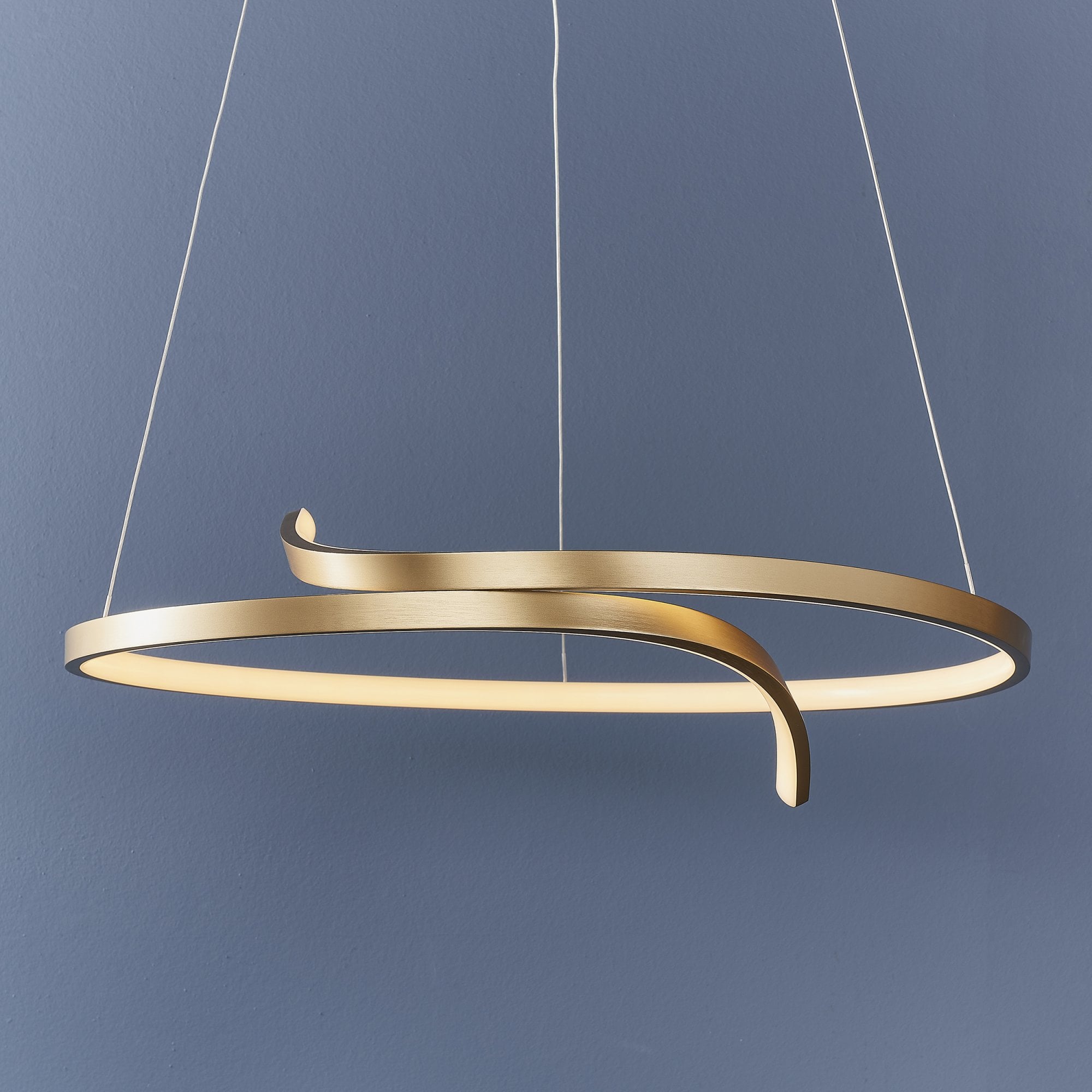 Endon Rafe Single Light Pendant - Brushed Gold Plated Finish & White Silicone