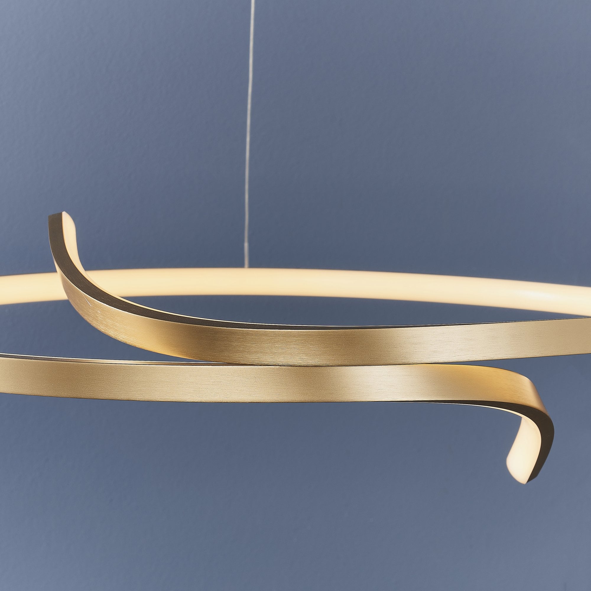 Endon Rafe Single Light Pendant - Brushed Gold Plated Finish & White Silicone