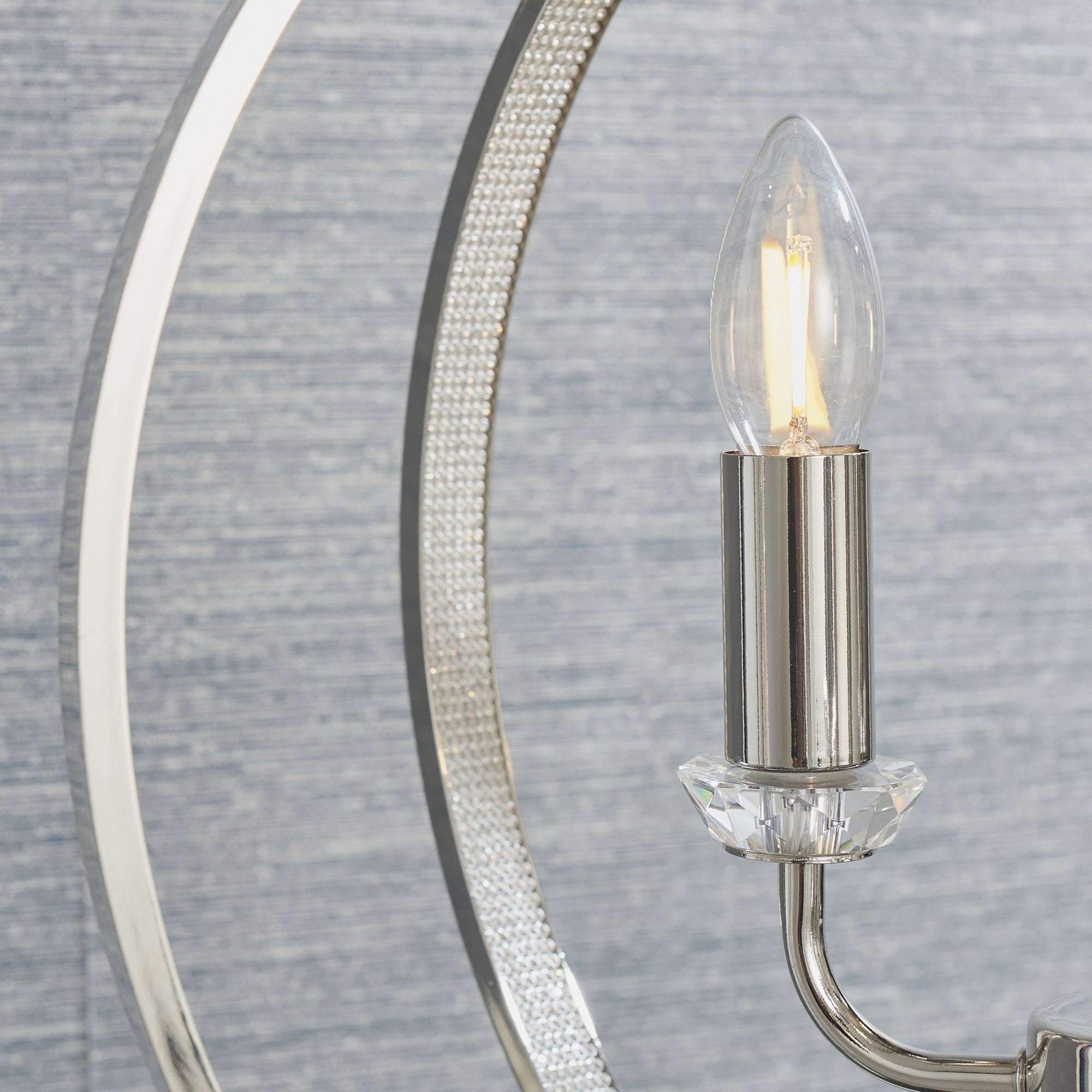 Endon Ritz 3 Light Pendant - Bright Nickel Plate & Clear Faceted Acrylic