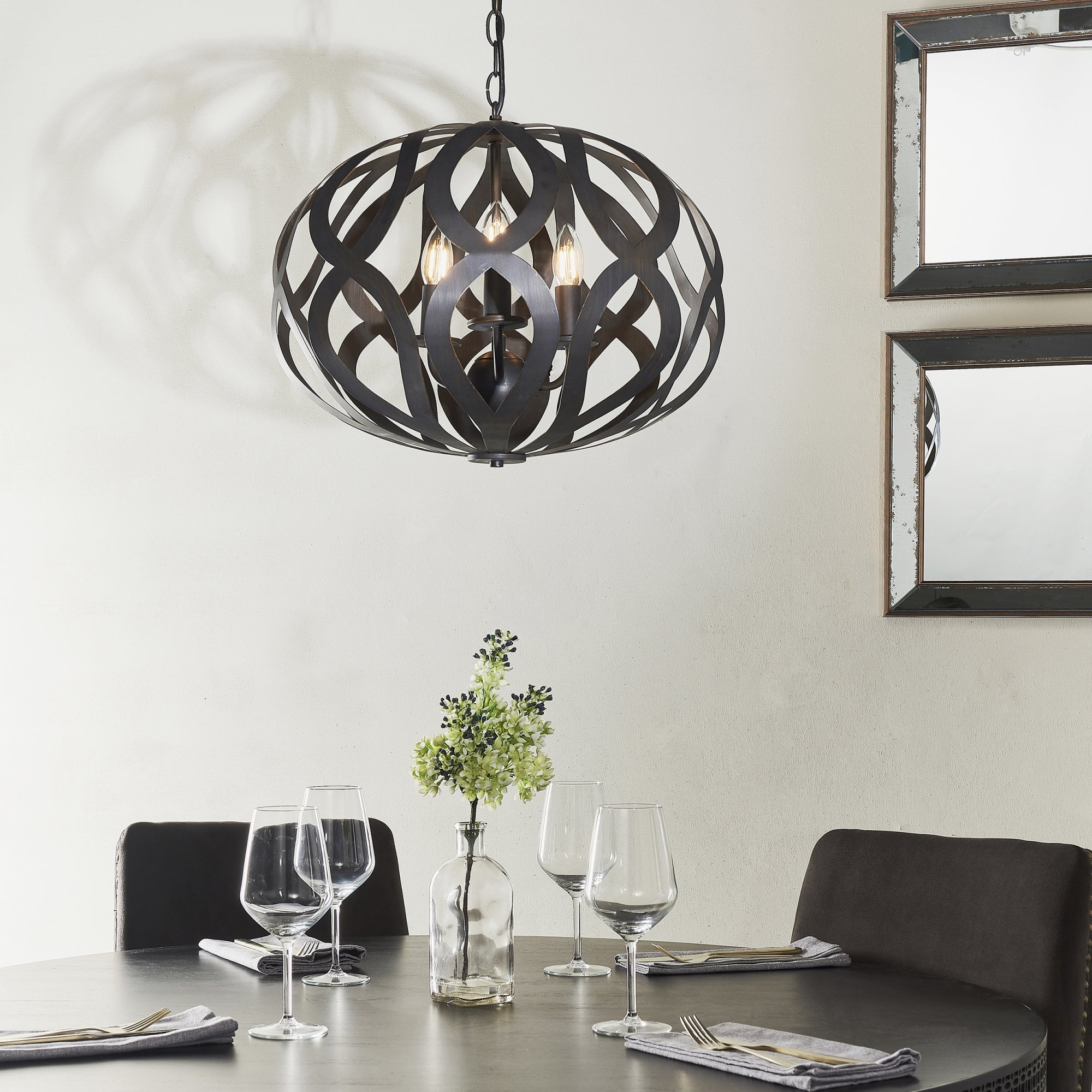 Endon Sirolo 3 Light Pendant - Antique Brushed Bronze Paint