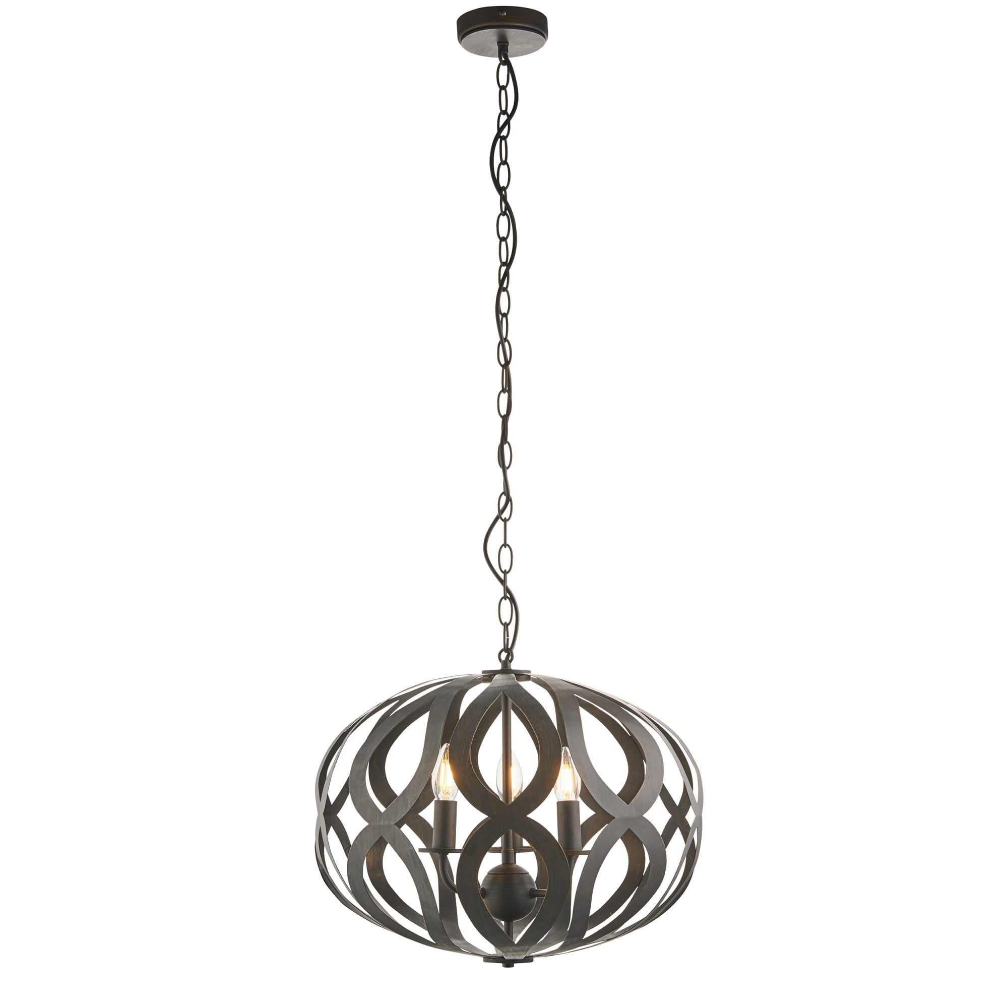 Endon Sirolo 3 Light Pendant - Antique Brushed Bronze Paint
