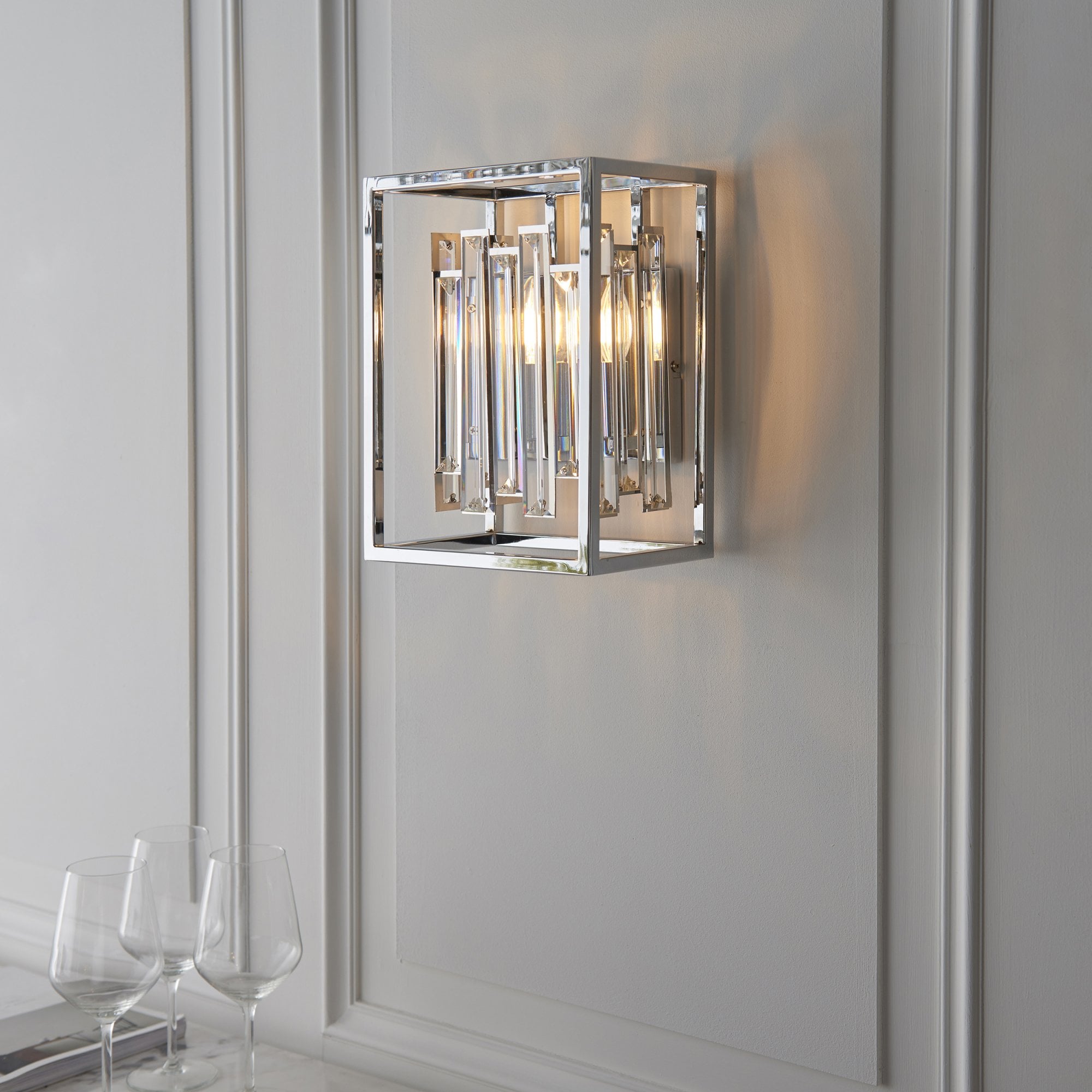 Endon Acadia Single Light Wall Light  - Clear Crystal & Chrome Plate