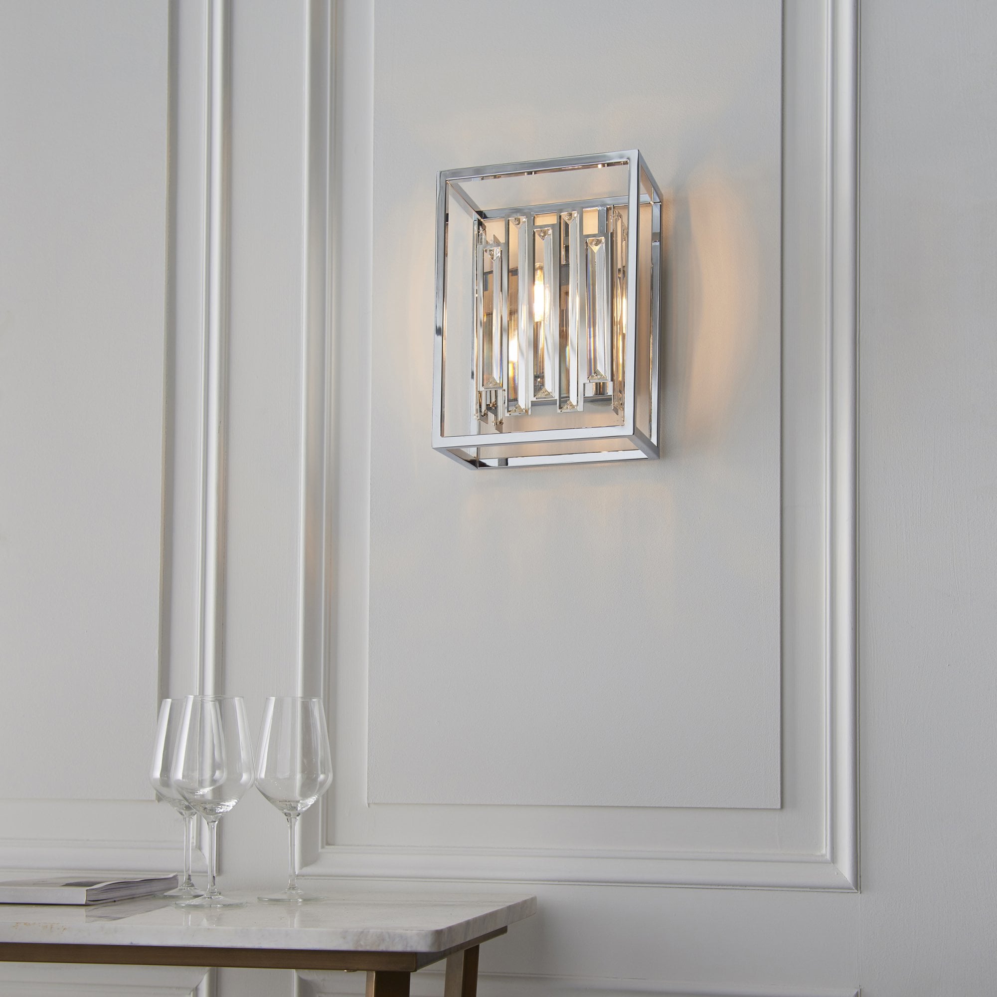 Endon Acadia Single Light Wall Light  - Clear Crystal & Chrome Plate