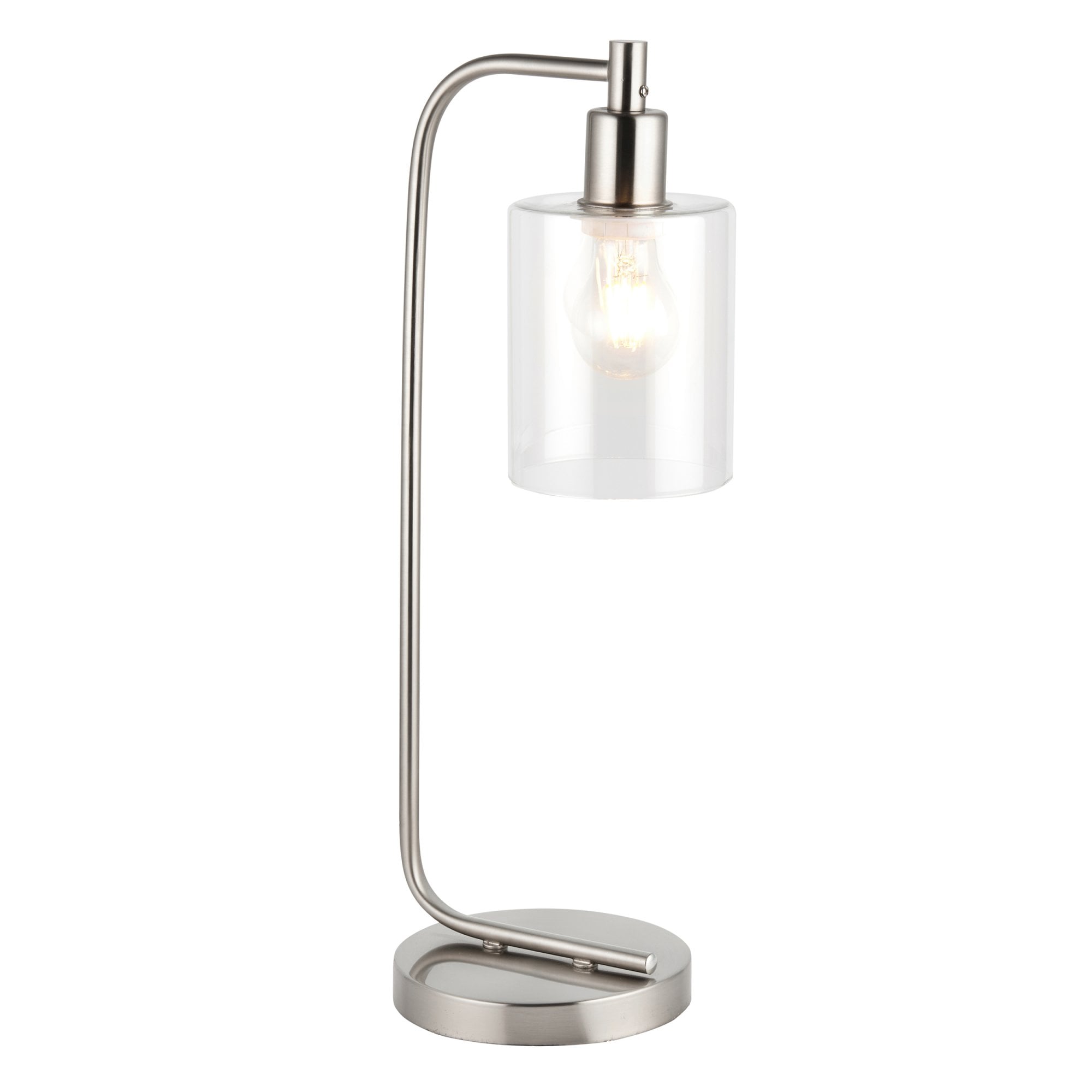 Endon Toledo Single Light Table Lamp - Brushed Nickel Plate & Clear Glass