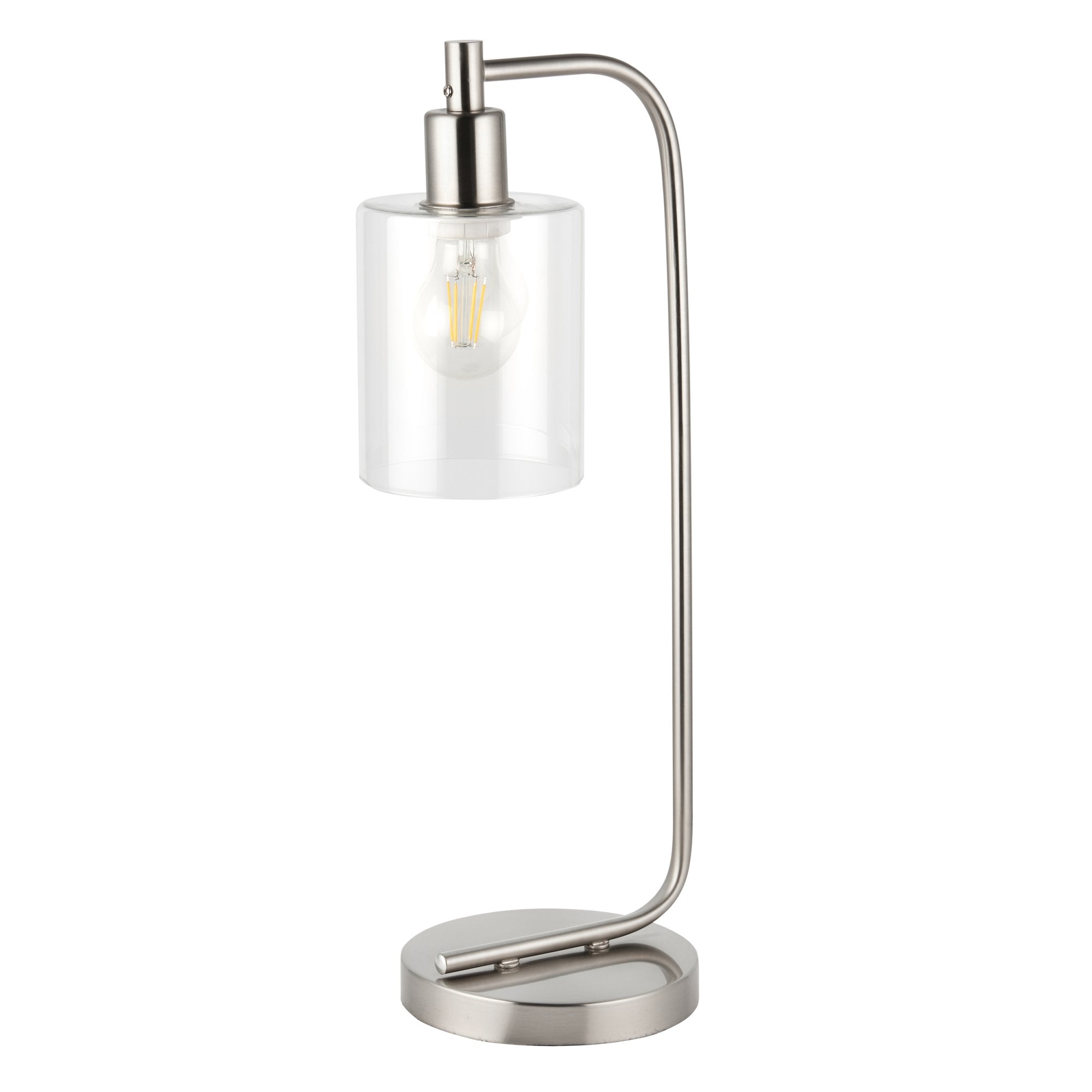 Endon Toledo Single Light Table Lamp - Brushed Nickel Plate & Clear Glass