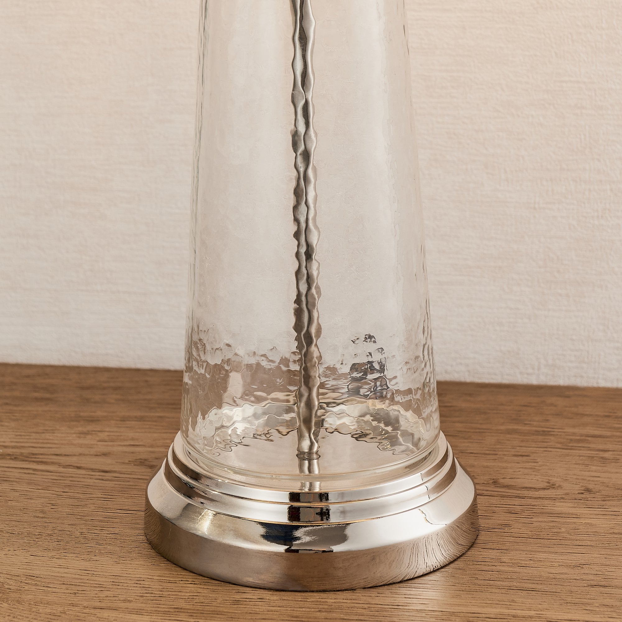 Endon Winslet Single Light Table Lamp - Clear Hammered Glass & Teal Velvet