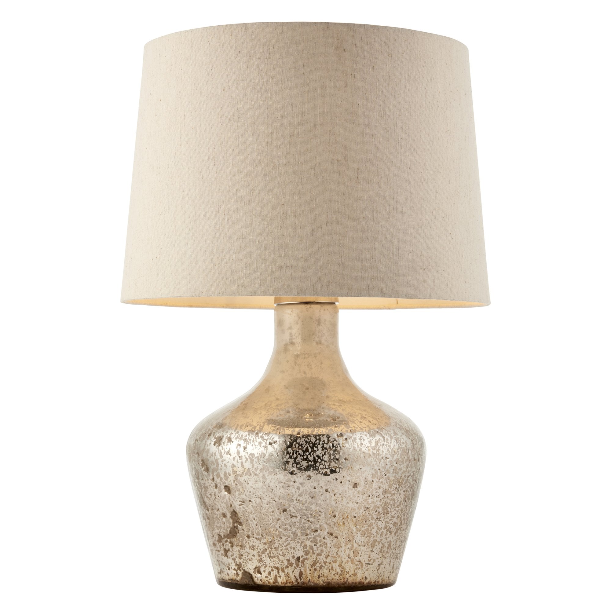 Endon Meteora Single Light Table Lamp - Pearl Ombre Foil & Vintage White Linen