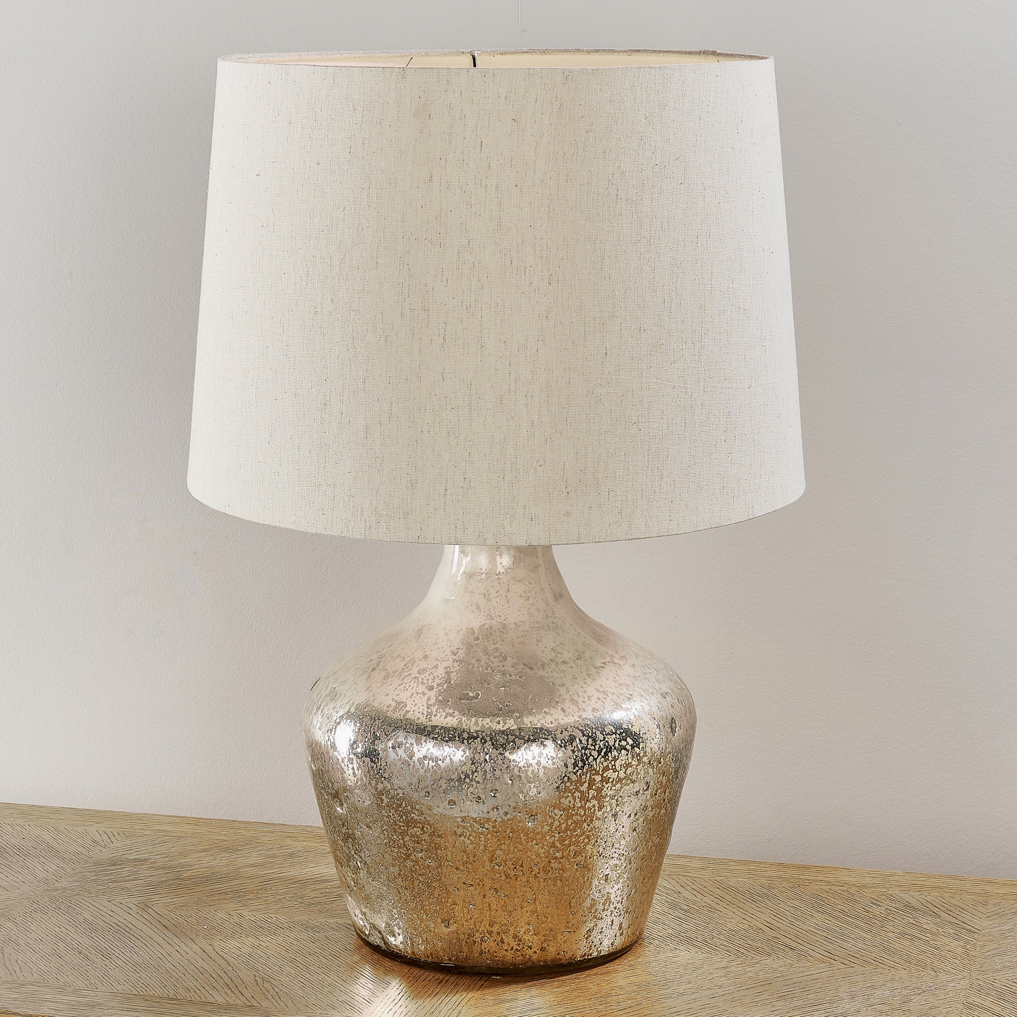 Endon Meteora Single Light Table Lamp - Pearl Ombre Foil & Vintage White Linen