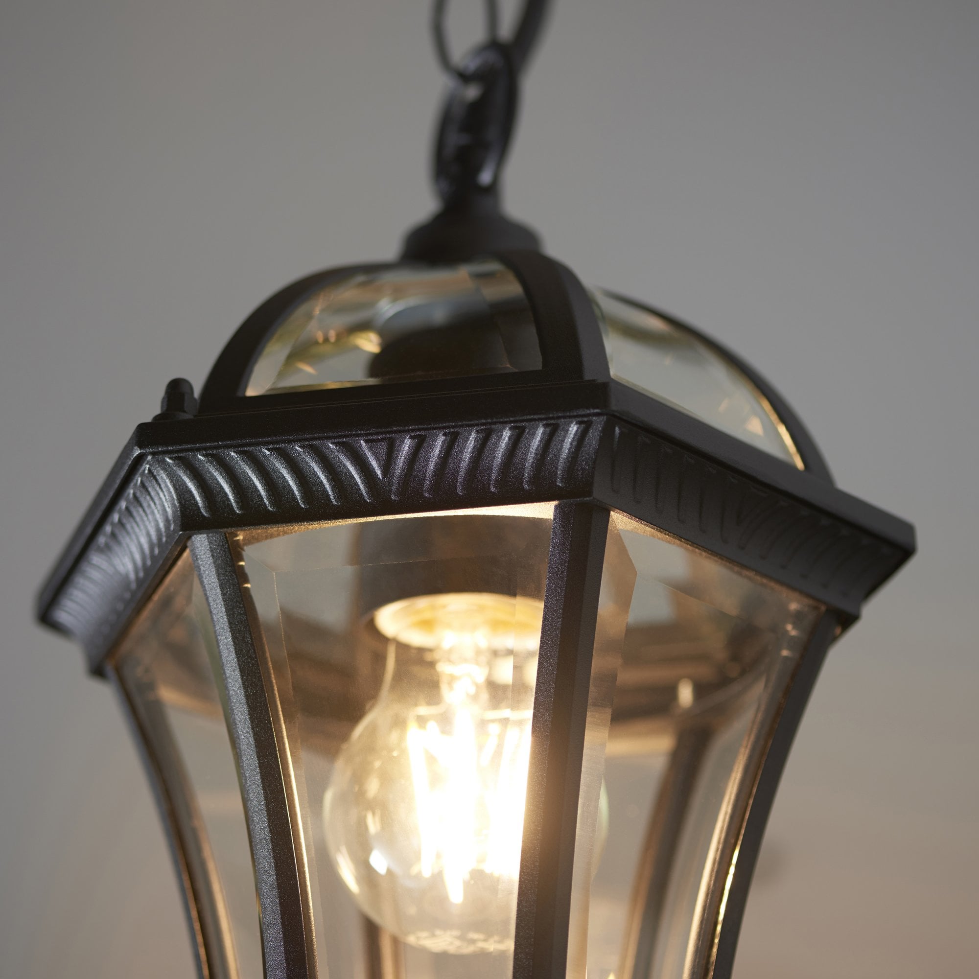 Endon Drayton Single Light Pendant - Textured Black & Clear Glass